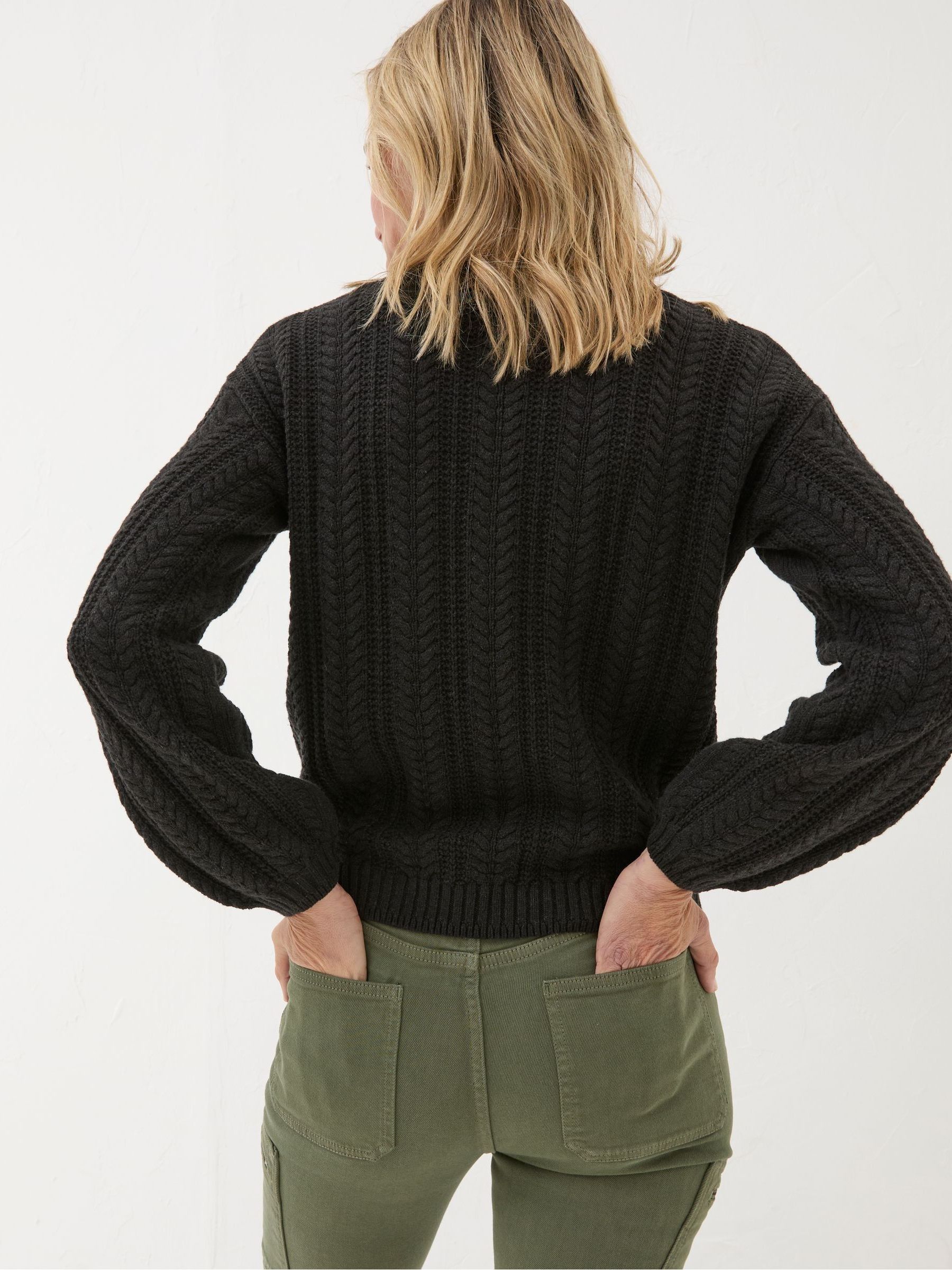 Anna Black Cable Cotton Jumper - Image 2 of 5