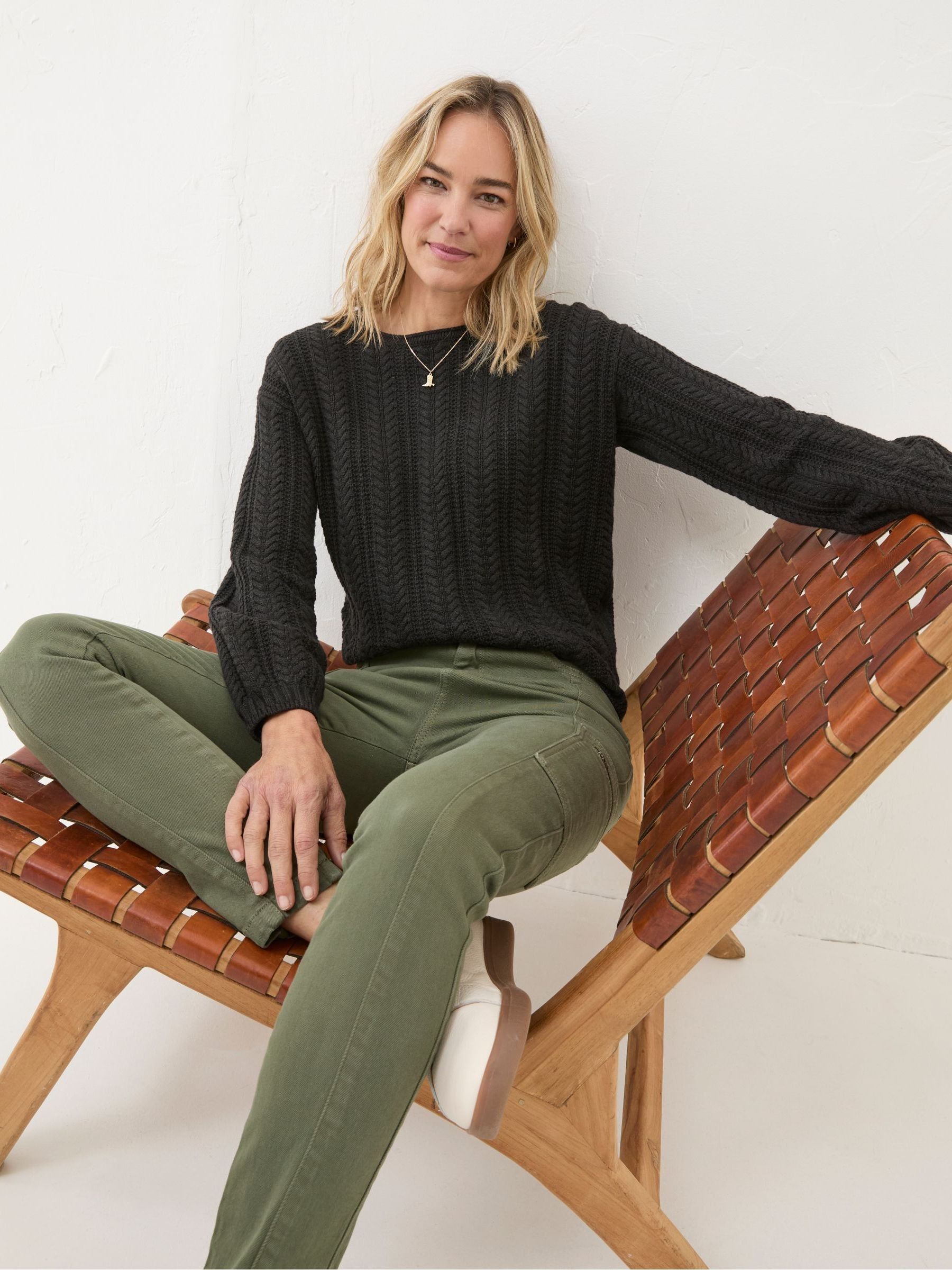 Anna Black Cable Cotton Jumper - Image 3 of 5