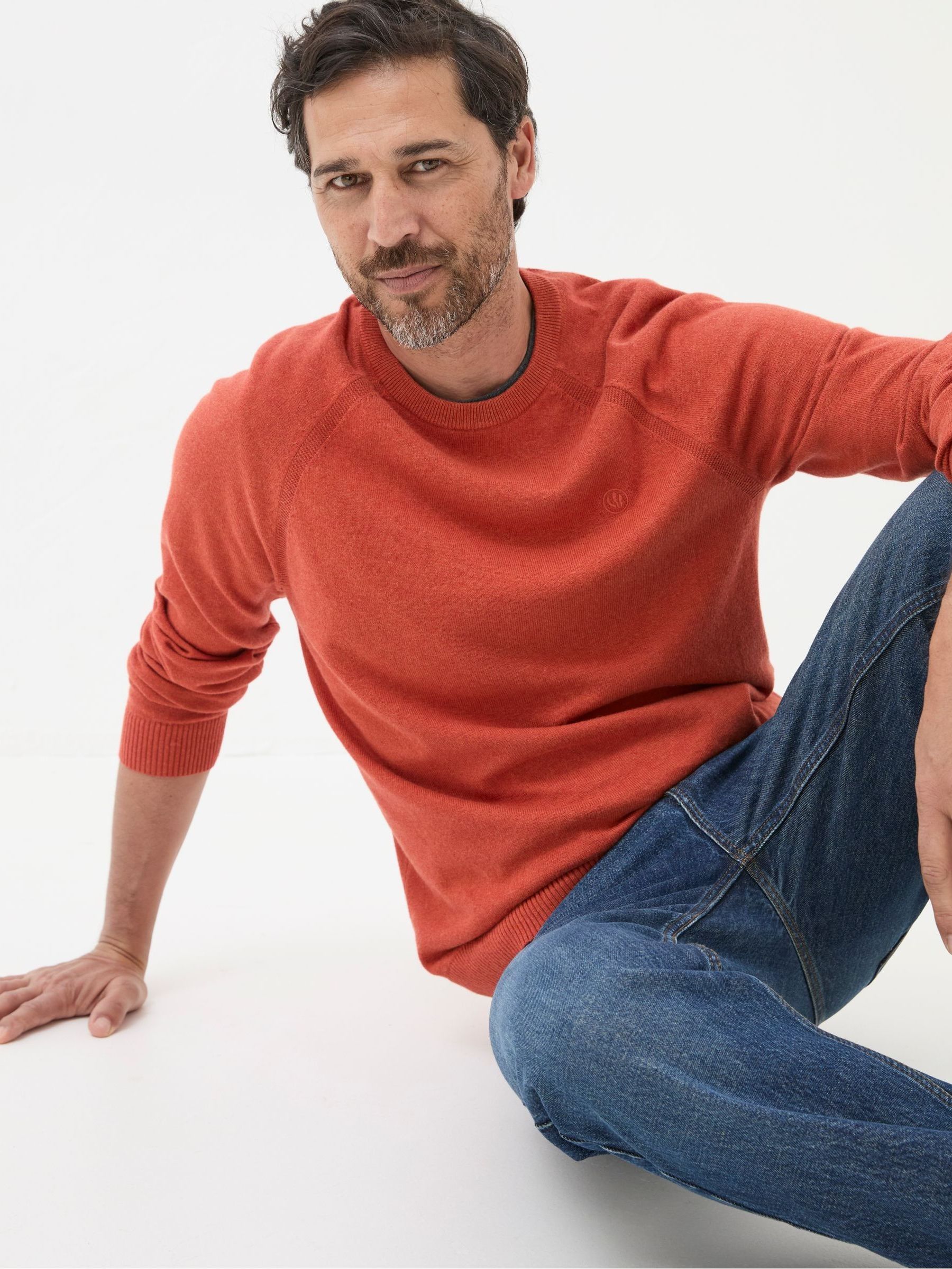 Rye Orange Cotton Cashmere Crew Neck Jumper - Image 3 of 5