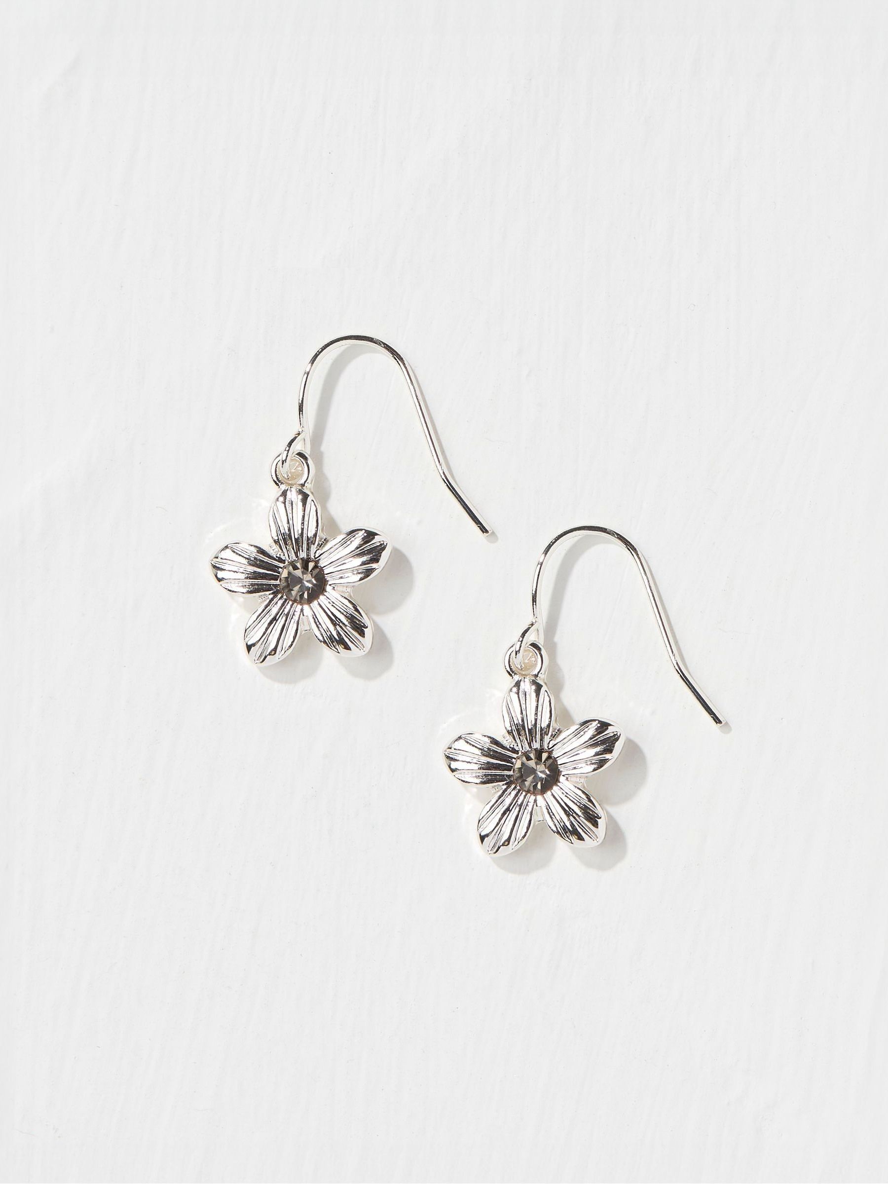 Silver Tone Floral Drop Earrings - Image 1 of 2