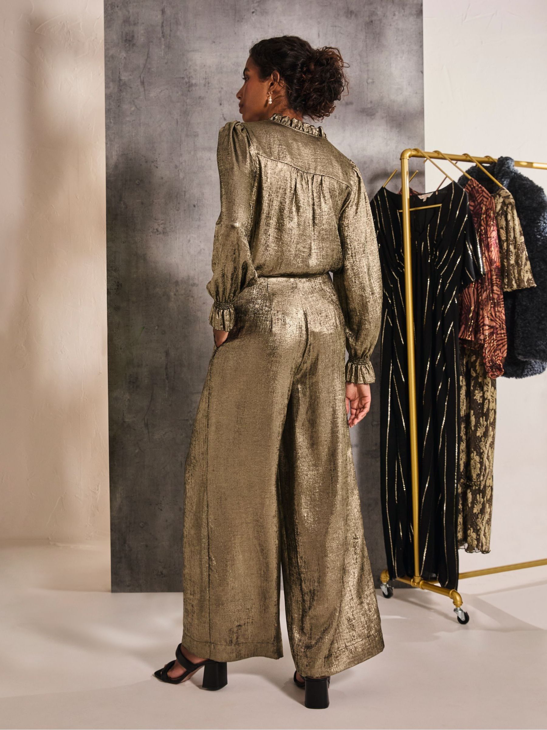 Sofia Gold Metallic Trousers - Image 3 of 6