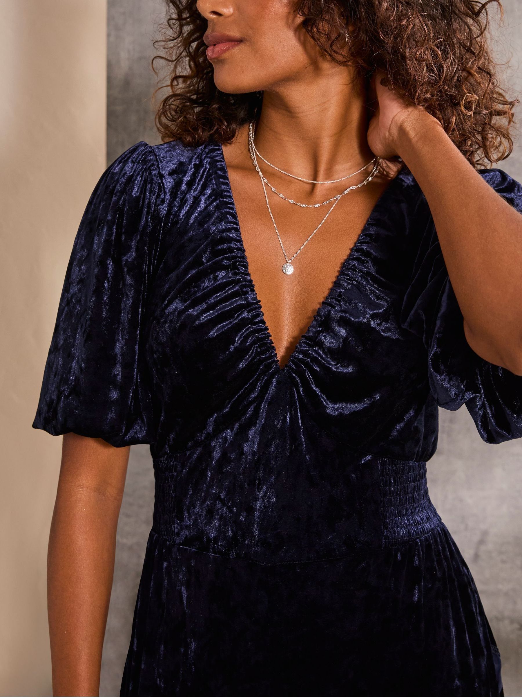 Greta Blue Velvet Jumpsuit - Image 5 of 6
