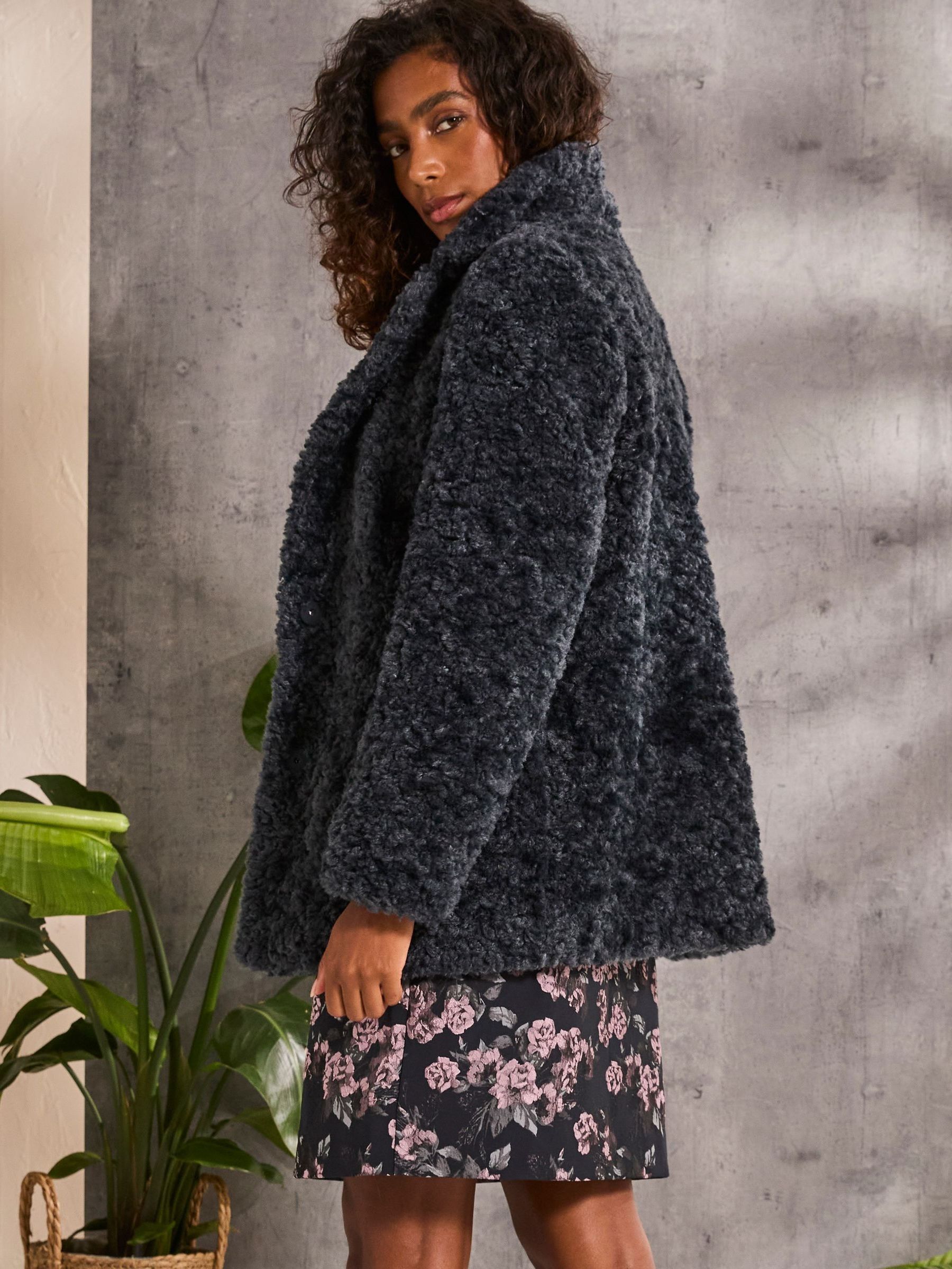 Maggie Blue Short Teddy Coat - Image 2 of 6