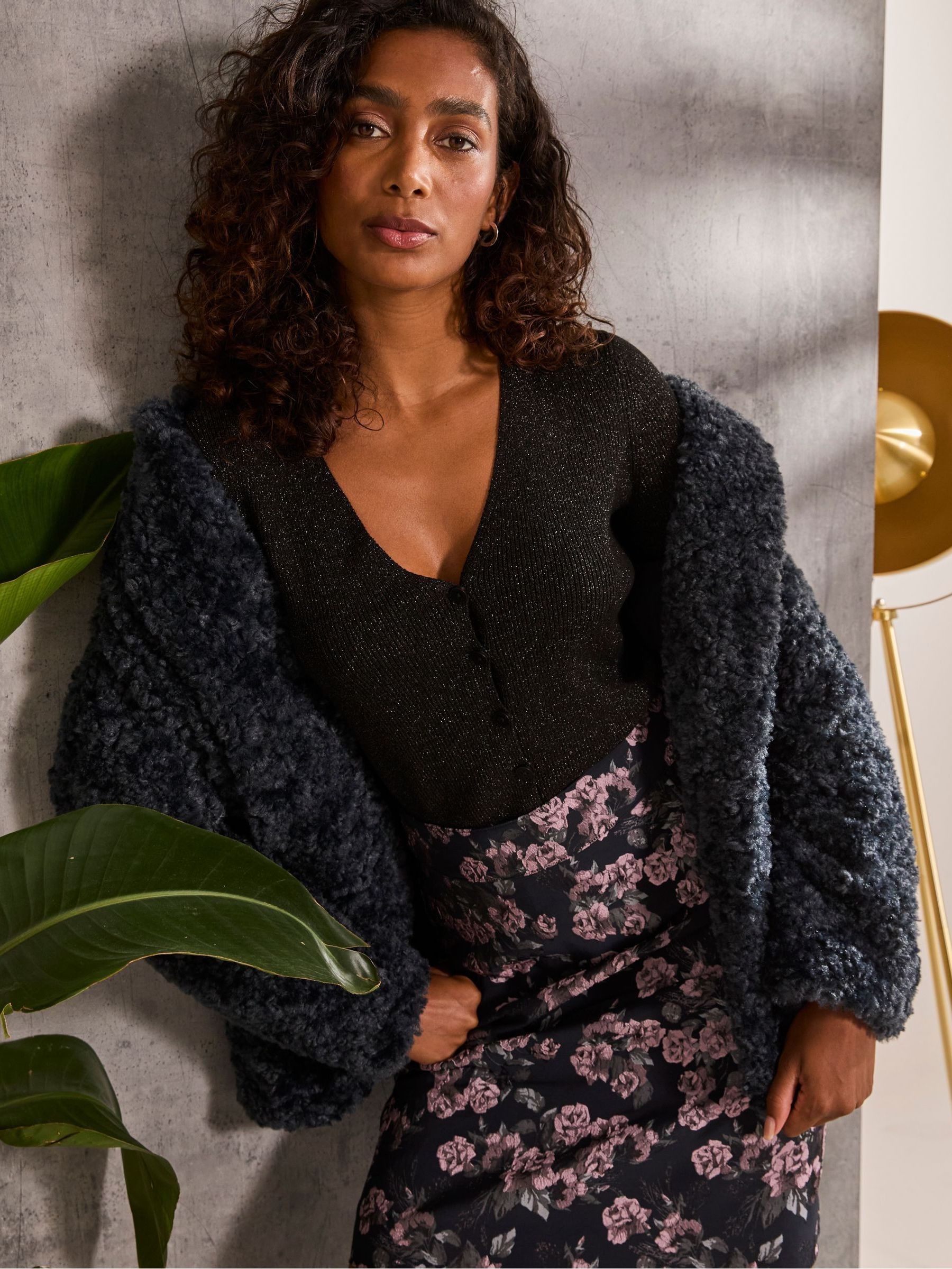 Maggie Blue Short Teddy Coat - Image 4 of 6