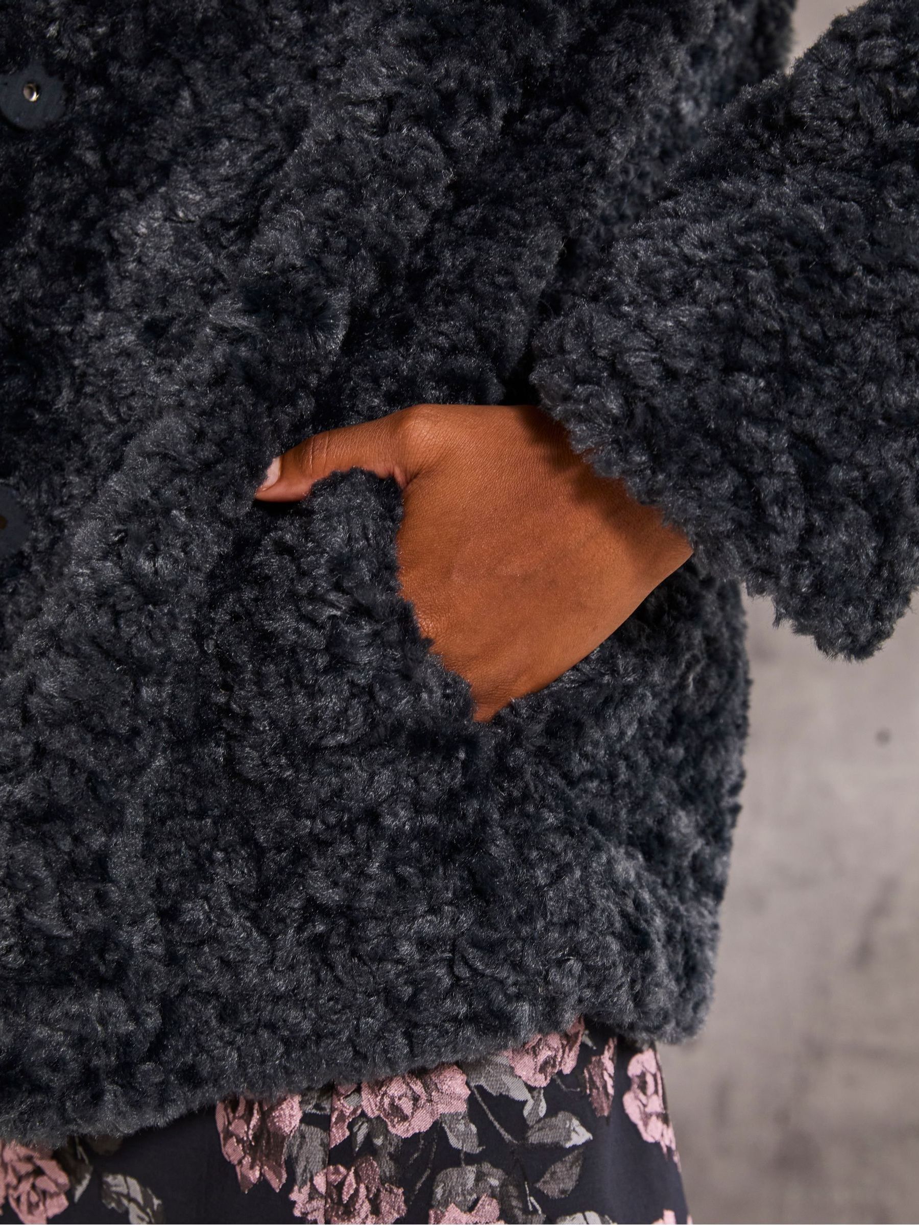 Maggie Blue Short Teddy Coat - Image 5 of 6