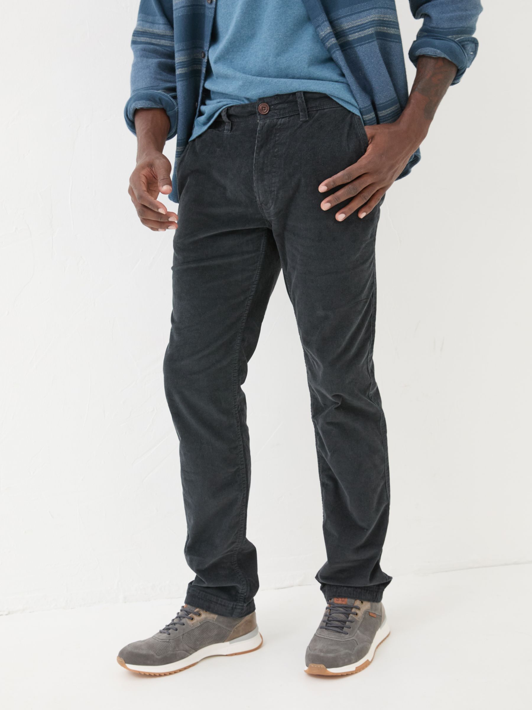 Blue Navy Straight Cord Trousers - Image 3 of 5