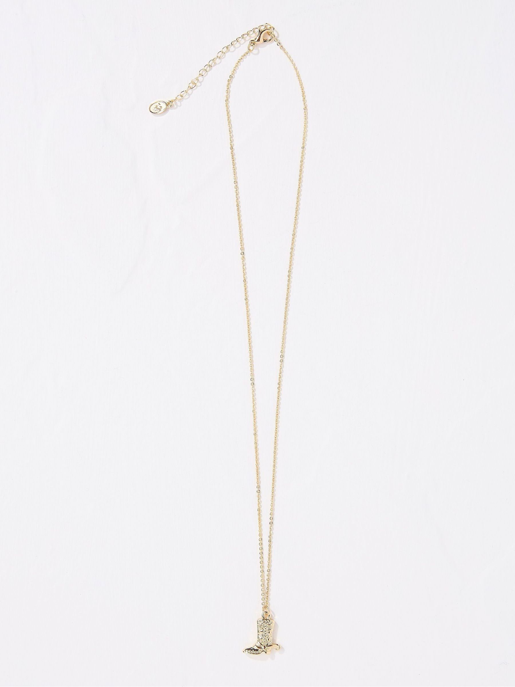 Gold Tone Cowboy Boot Necklace - Image 1 of 2 Gold Tone Cowboy Boot Necklace - Image 1 of 2