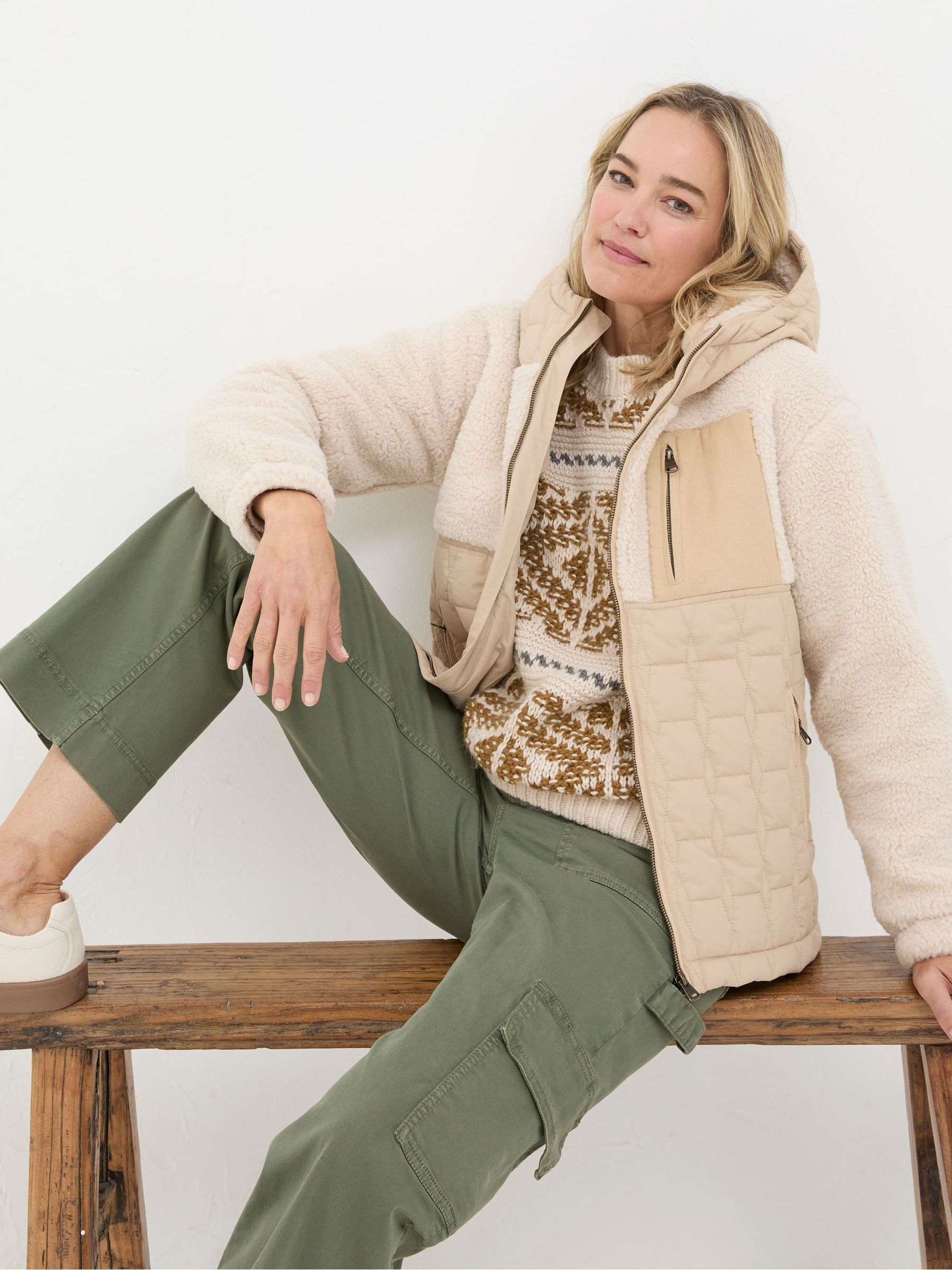 Honey Natural Fleece Quilted Jacket - Image 3 of 6