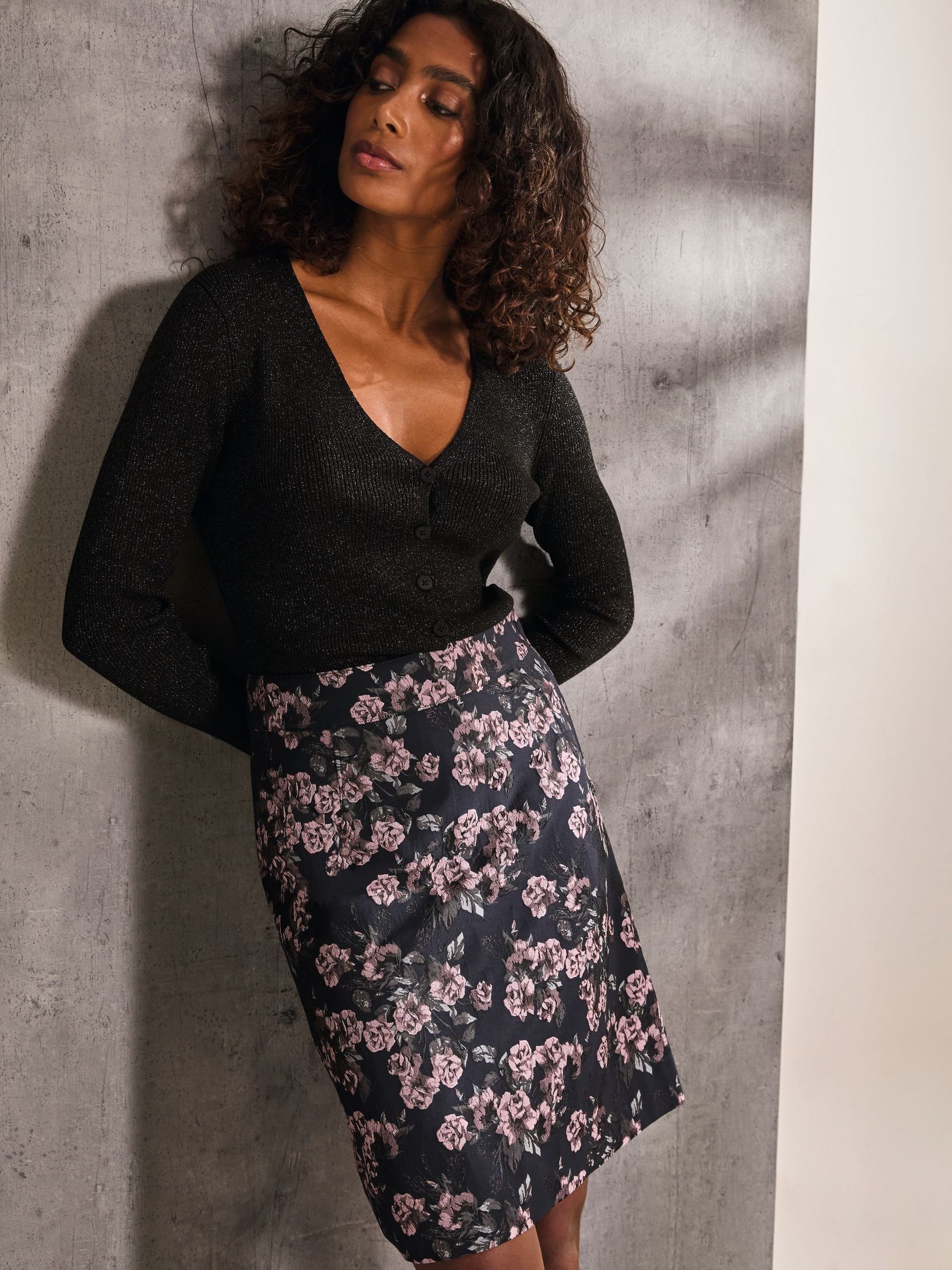 Cally Blue Jacquard Mini Skirt - Image 3 of 6