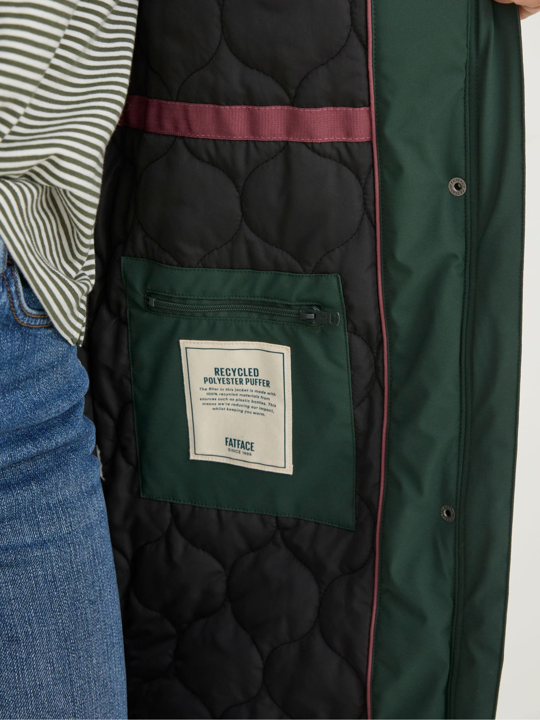 Harley Green Long Puffer Coat | FatFace USA