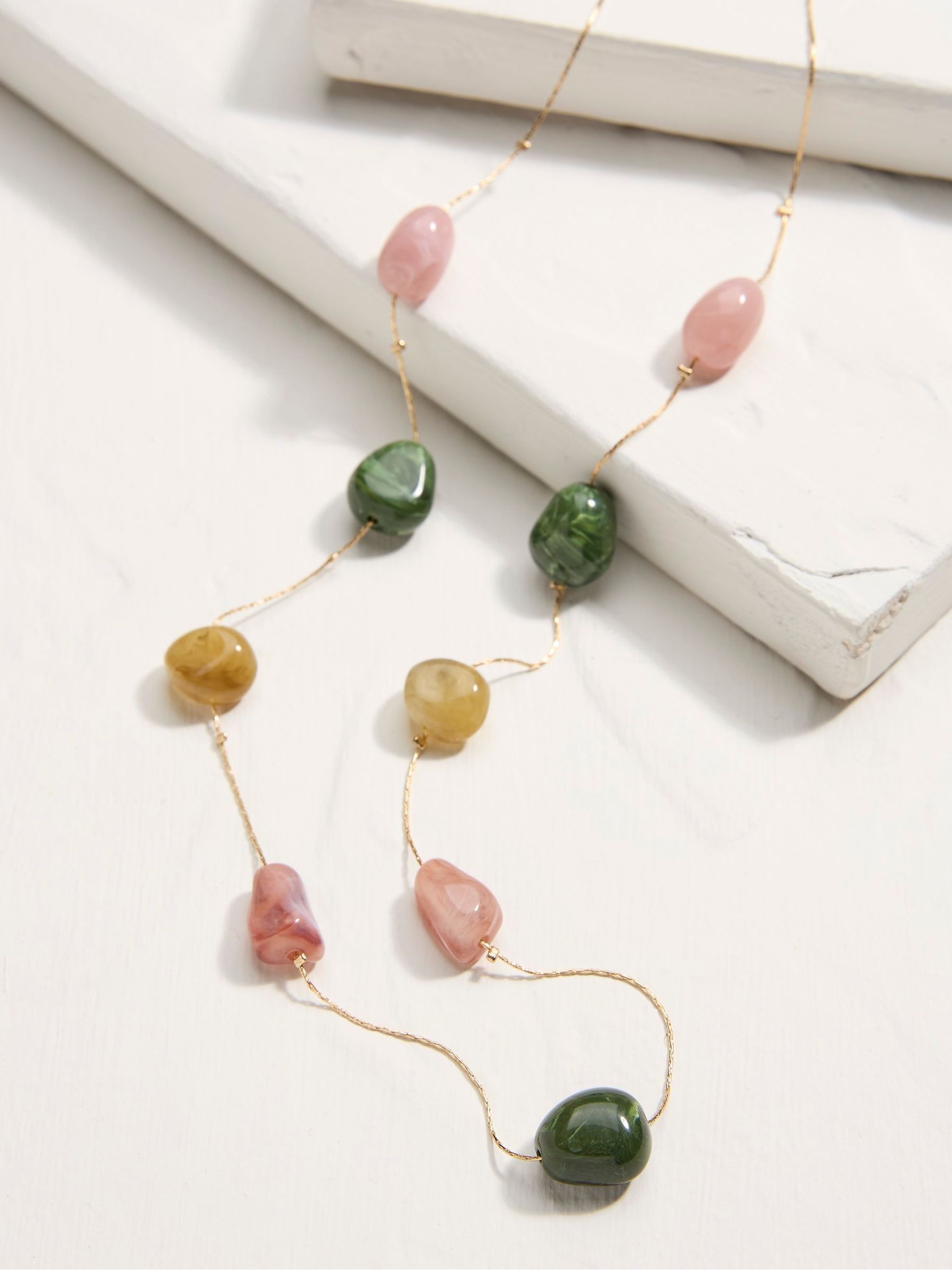 Gold Tone Large Stone Necklace - Image 2 of 2