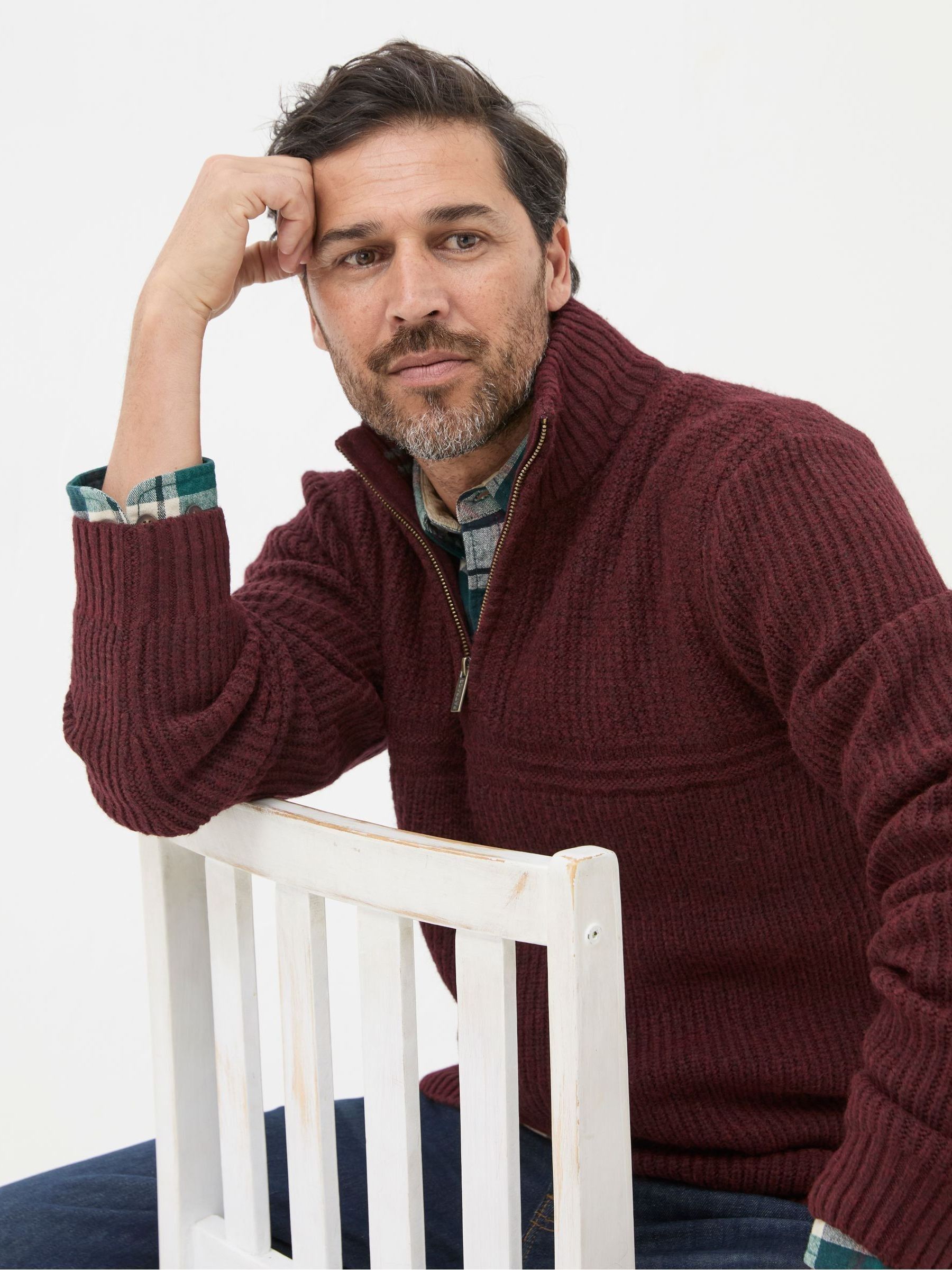 Calder Burgundy Red Half Neck Jumper - Image 4 of 5