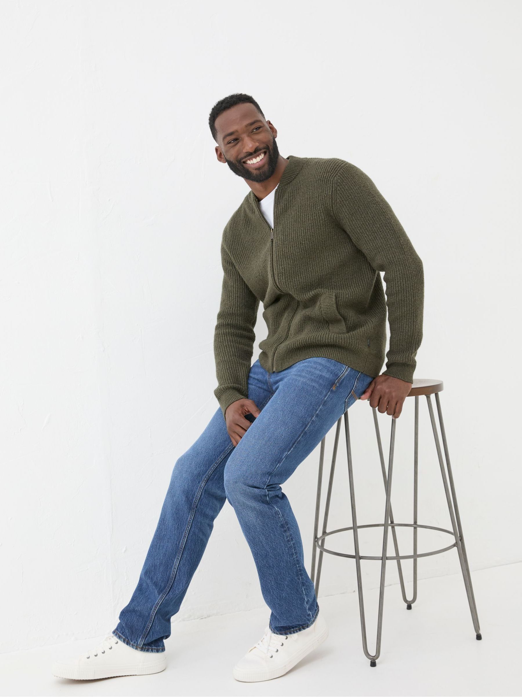 Khaki Green Knitted Bomber Cardigans - Image 3 of 5
