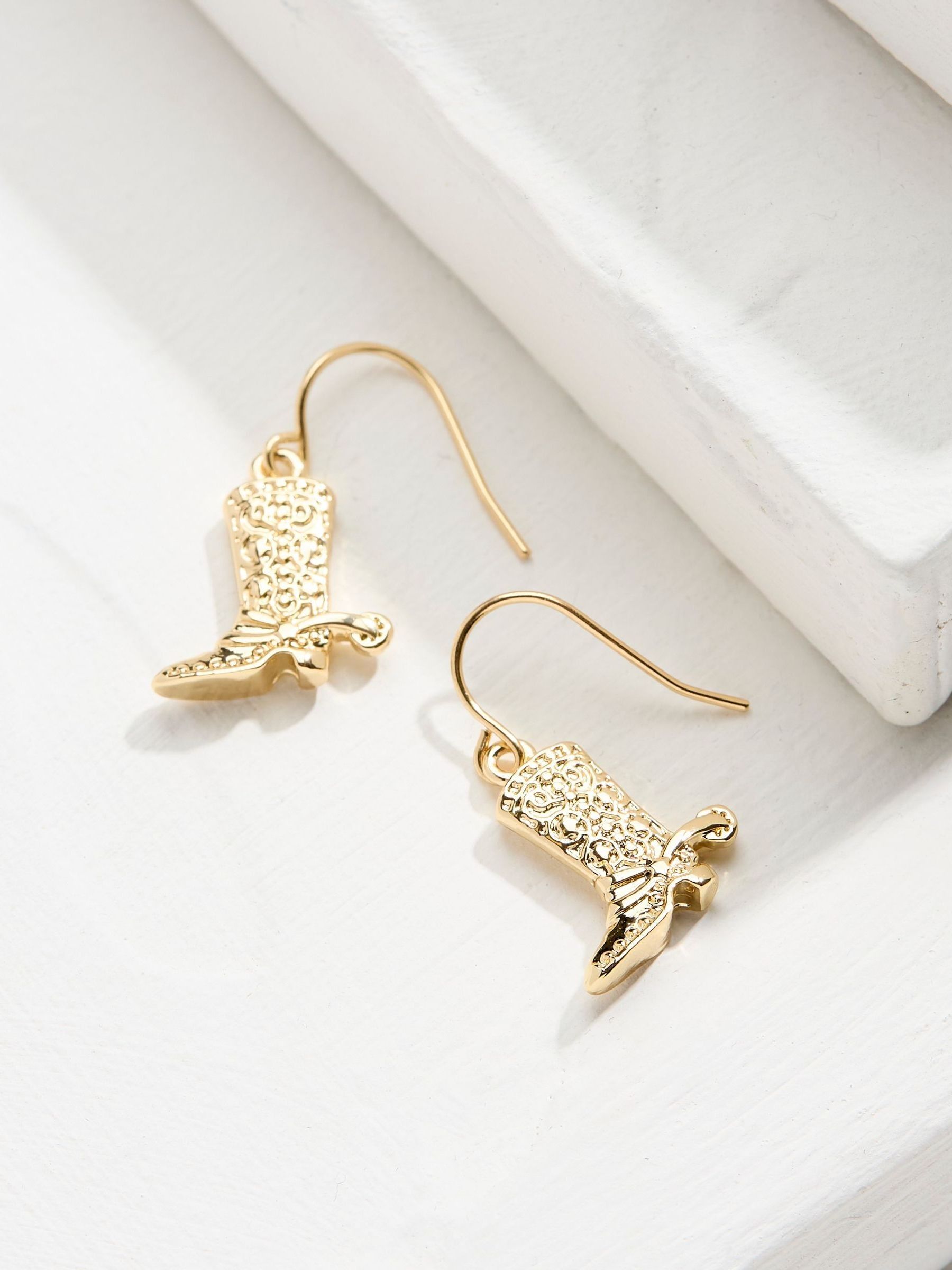 Gold Tone Cowboy Boot Earrings - Image 2 of 2