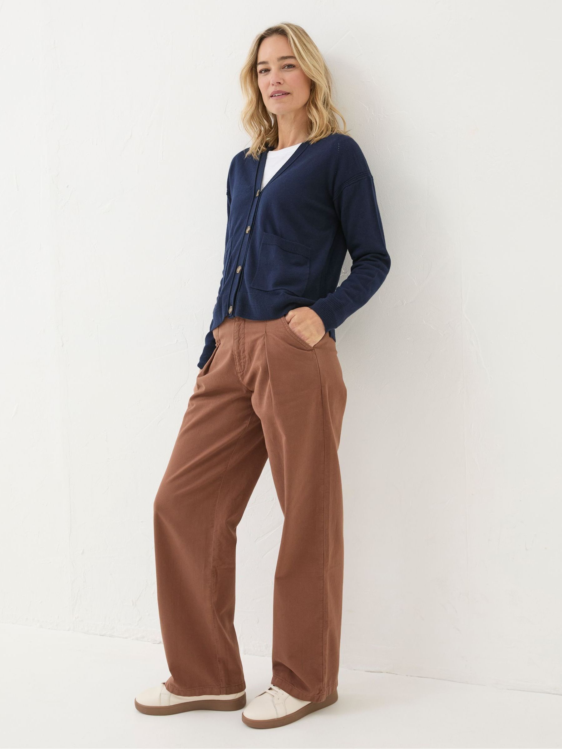 Grace Navy Cotton Cashmere Blend Cardigan - Image 3 of 5