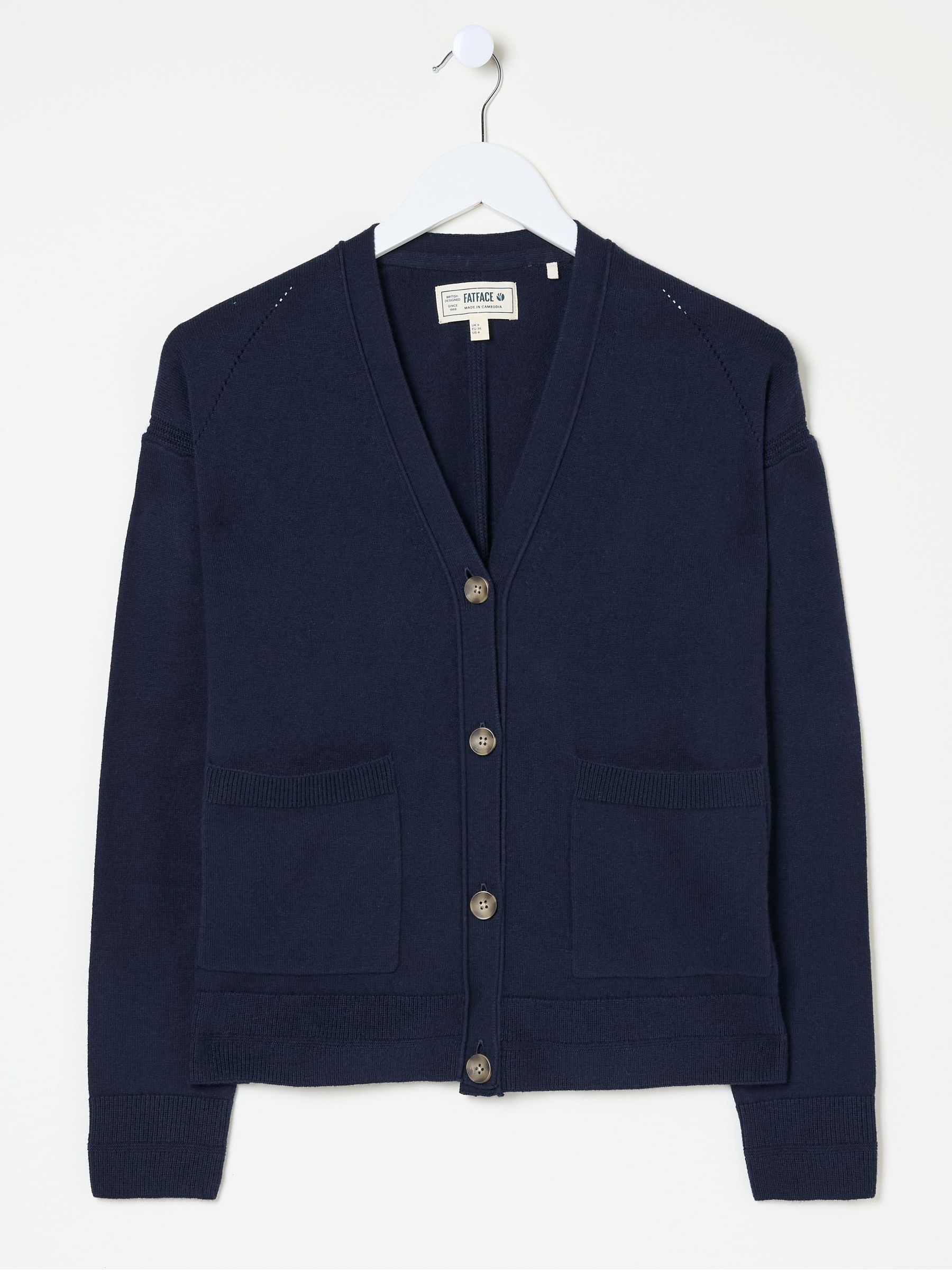 Grace Navy Cotton Cashmere Blend Cardigan - Image 5 of 5