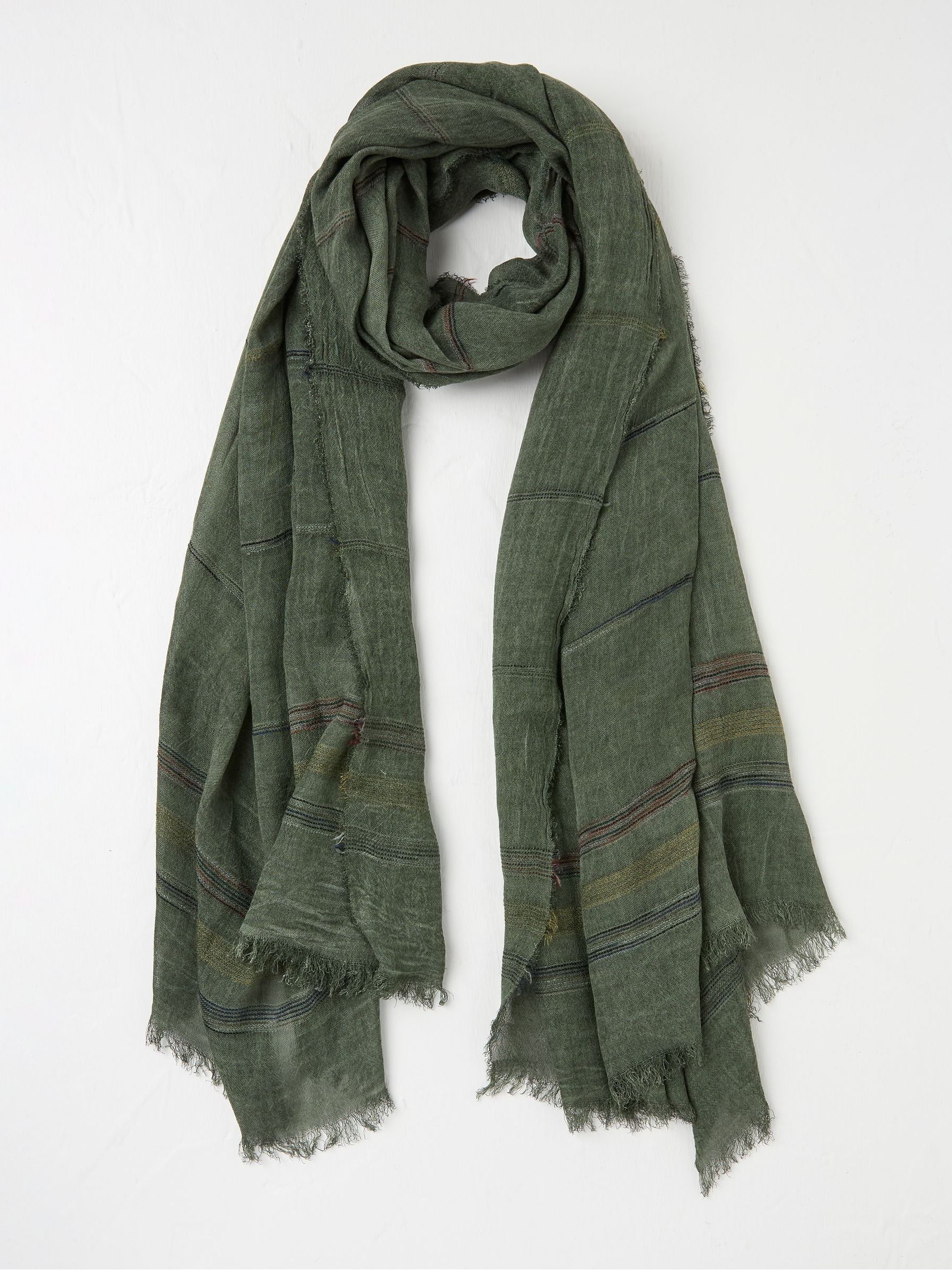 Khaki Green Textured Lightweight Scarf - Image 1 of 1