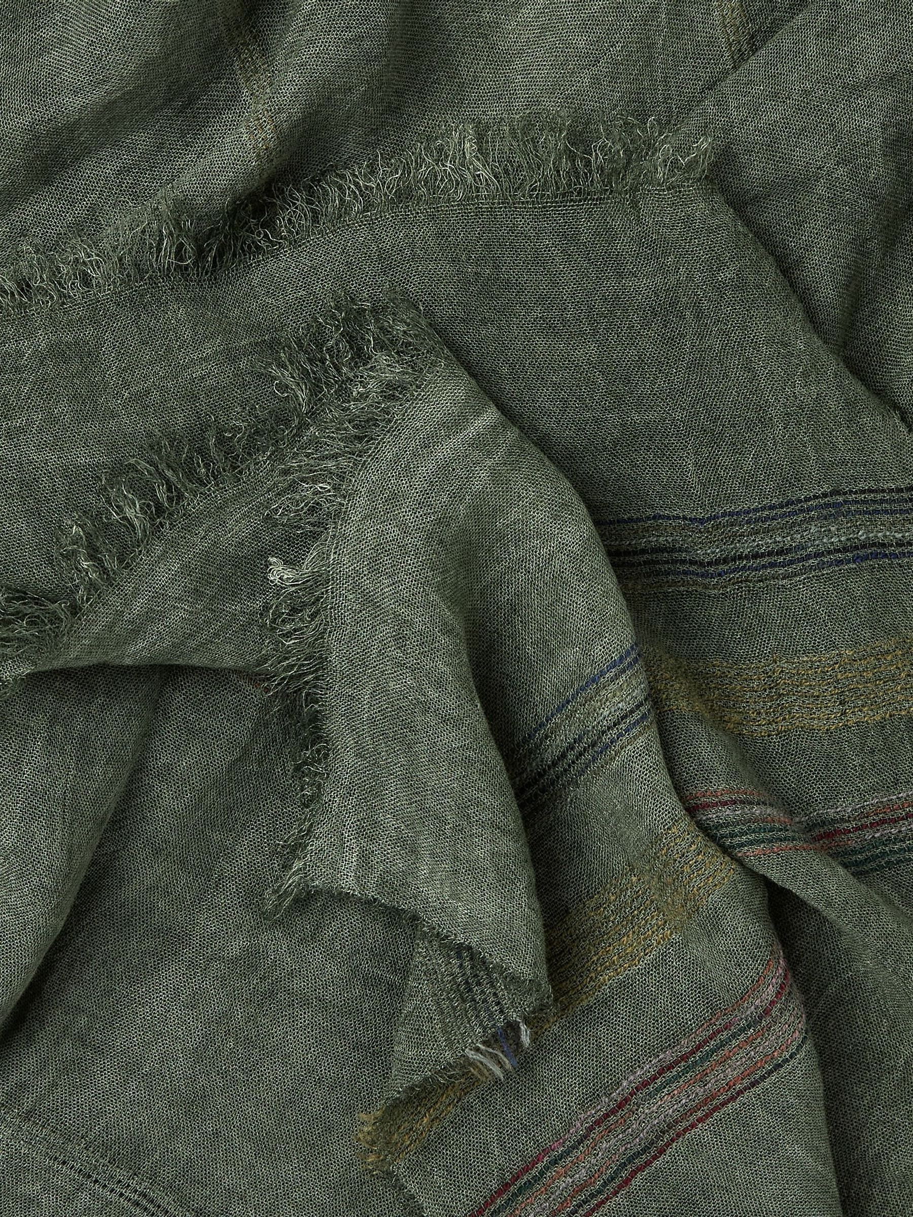 Khaki Green Textured Lightweight Scarf - Image 2 of 2 Khaki Green Textured Lightweight Scarf - Image 2 of 2