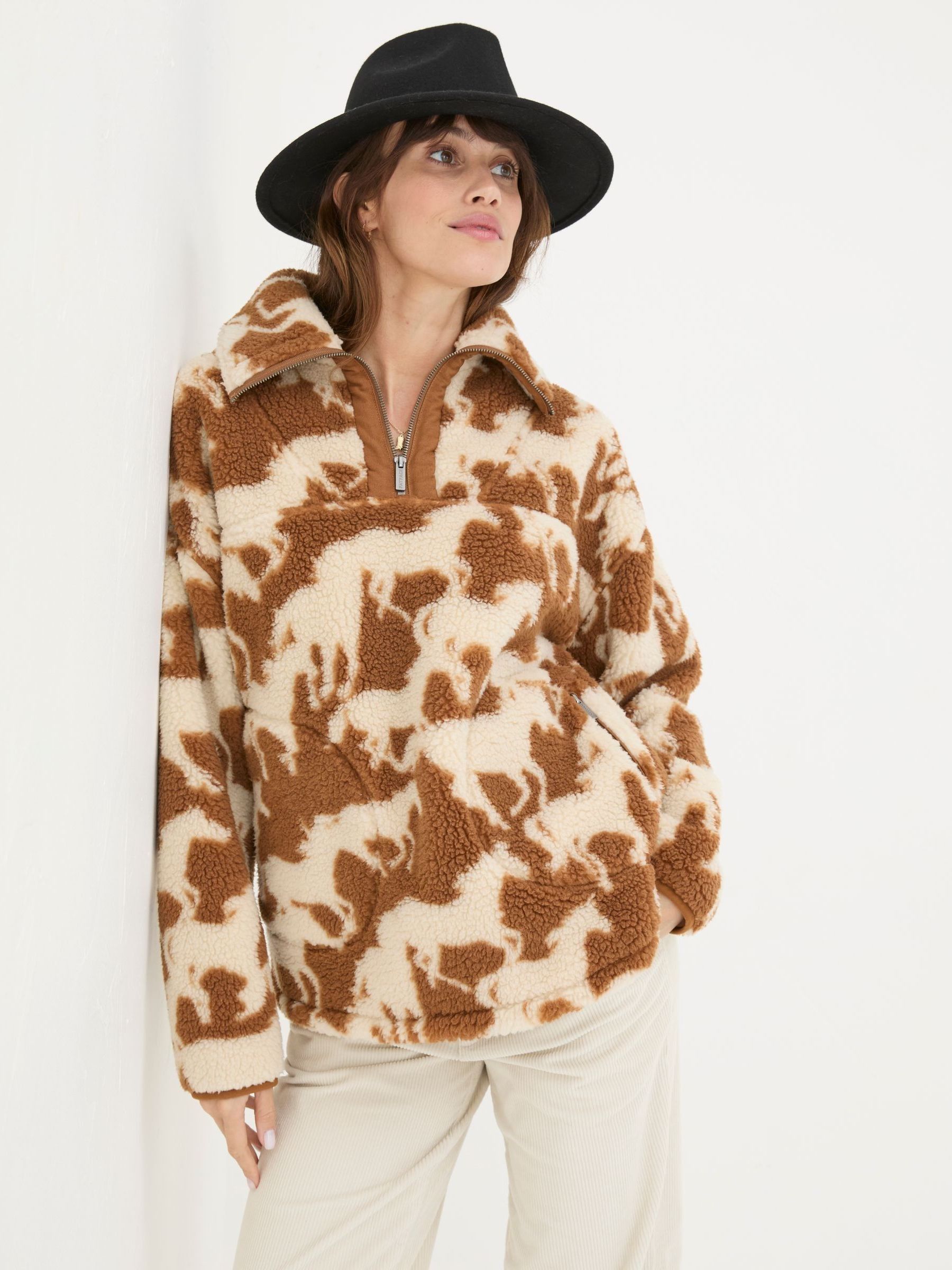 Parker Brown Horse Print Half Neck Fleece - Image 4 of 7