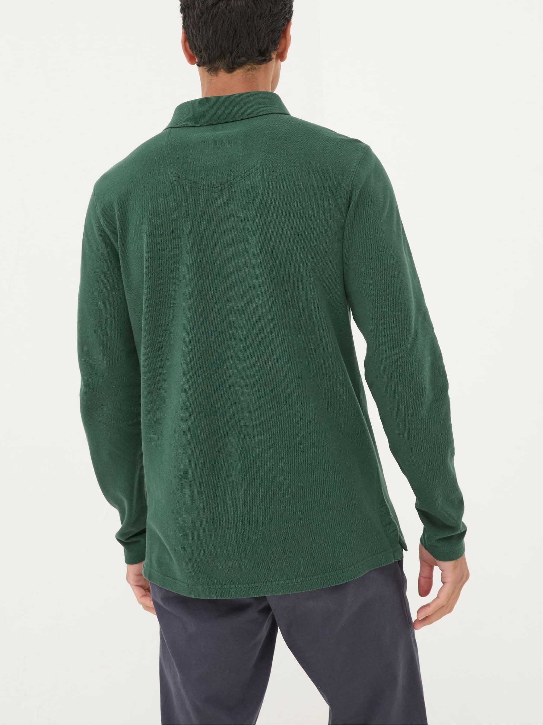 Green Long Sleeve Organic Pique Polo Shirt - Image 2 of 5