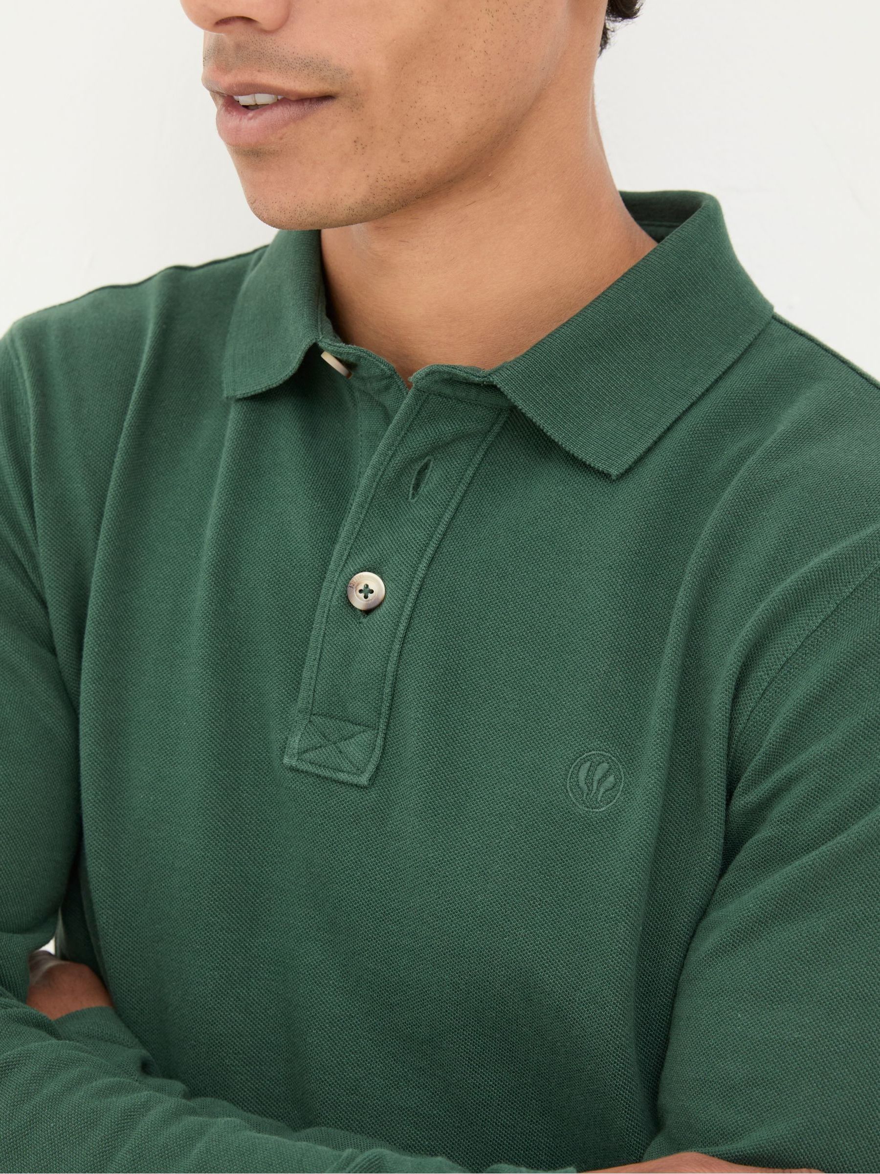 Green Long Sleeve Organic Pique Polo Shirt - Image 4 of 5