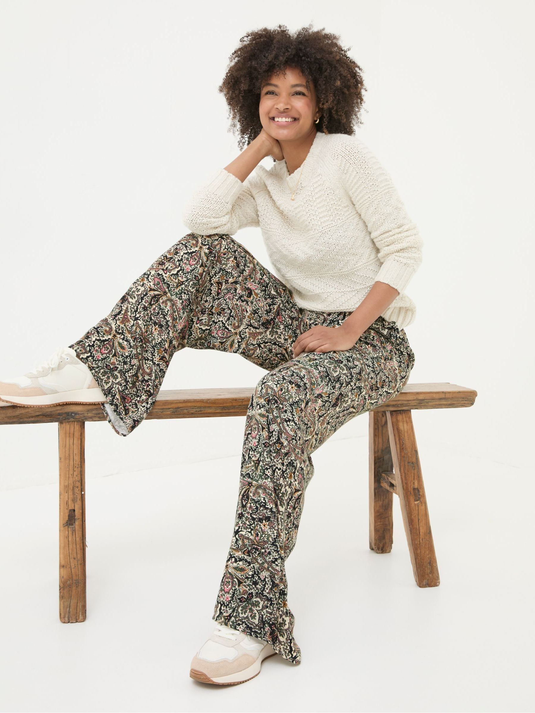 Ines Cream Paisley Wide Leg Trousers - Image 3 of 5