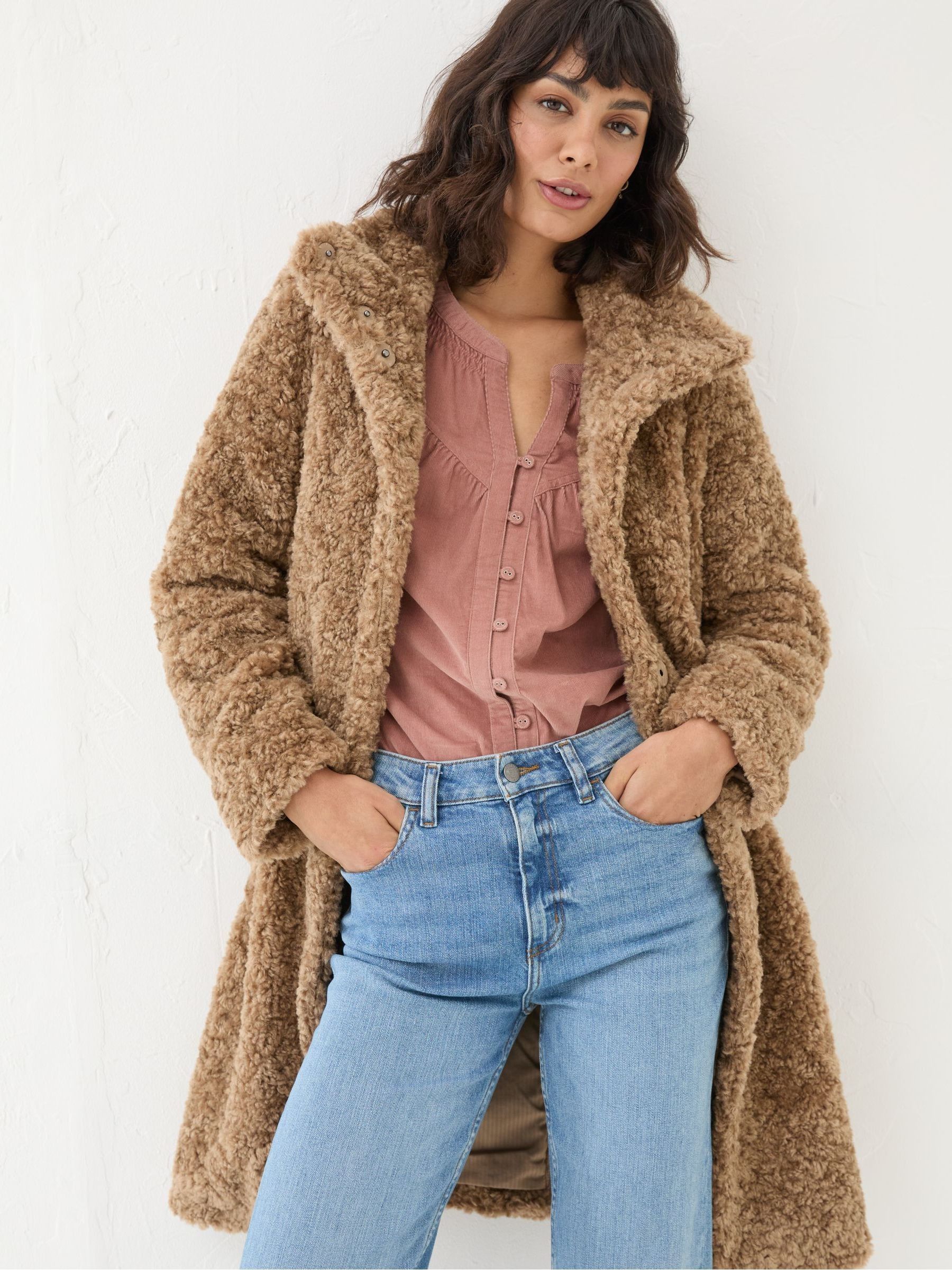 Catie Natural Teddy Coat - Image 1 of 6