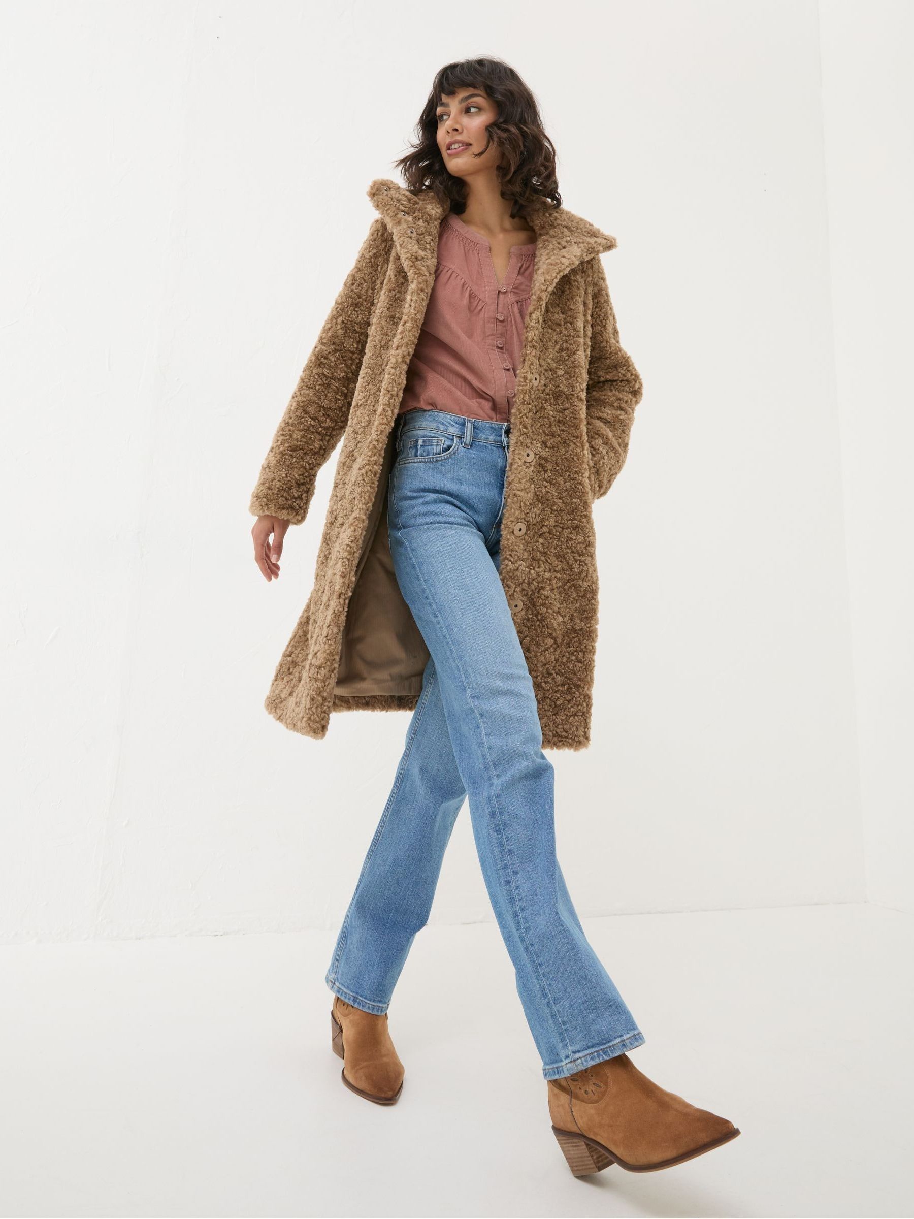 Catie Natural Teddy Coat | FatFace USA