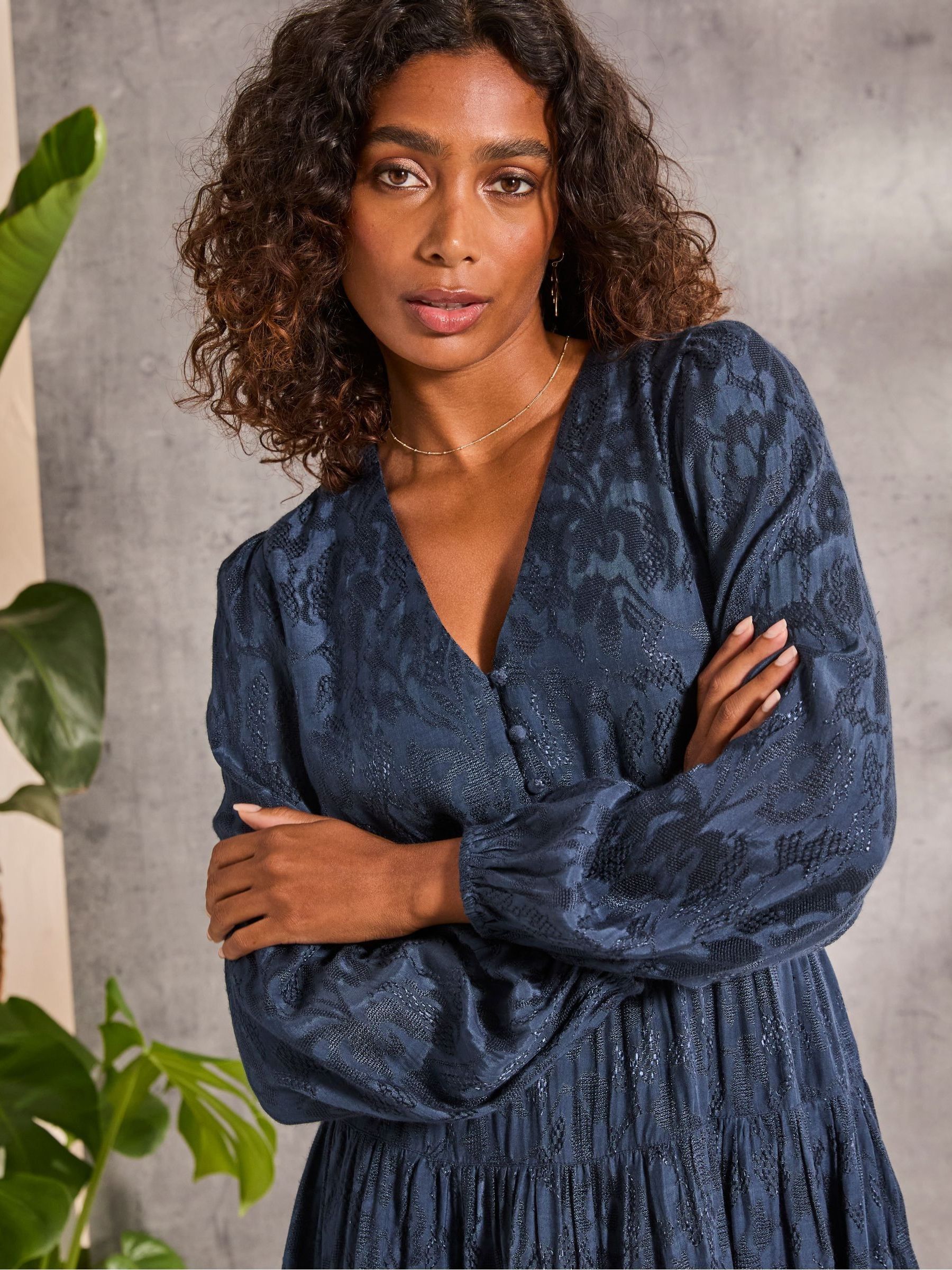 Gail Blue Detail Dress - Image 4 of 6