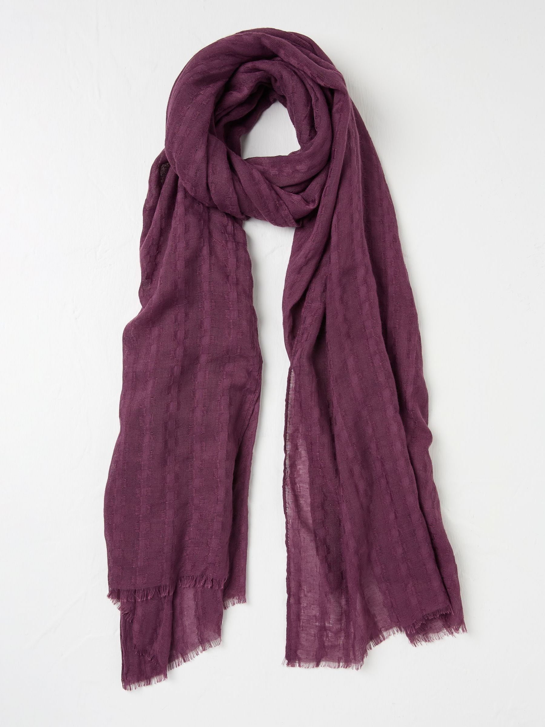 Plum Purple Textured Lightweight Scarf - Image 1 of 2