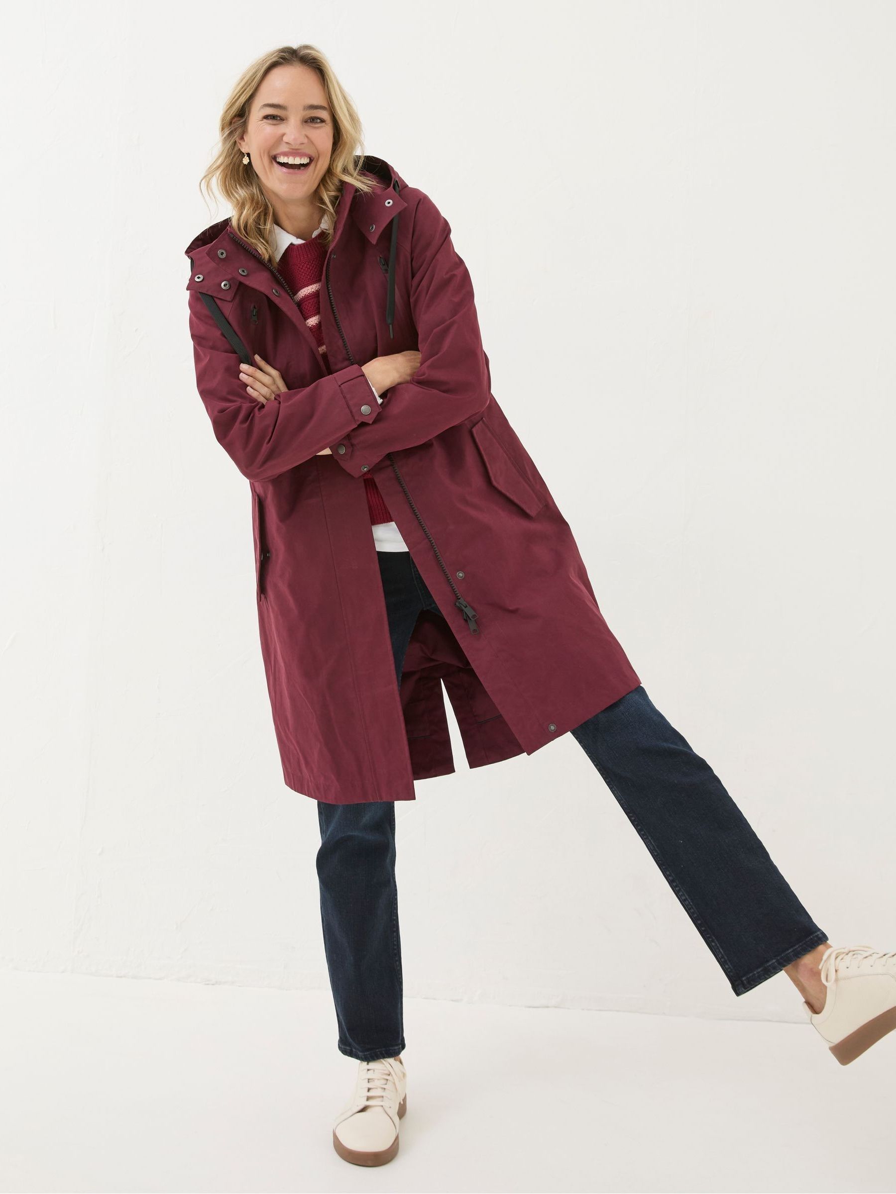 Juno Red Waterproof Long Coat - Image 2 of 5