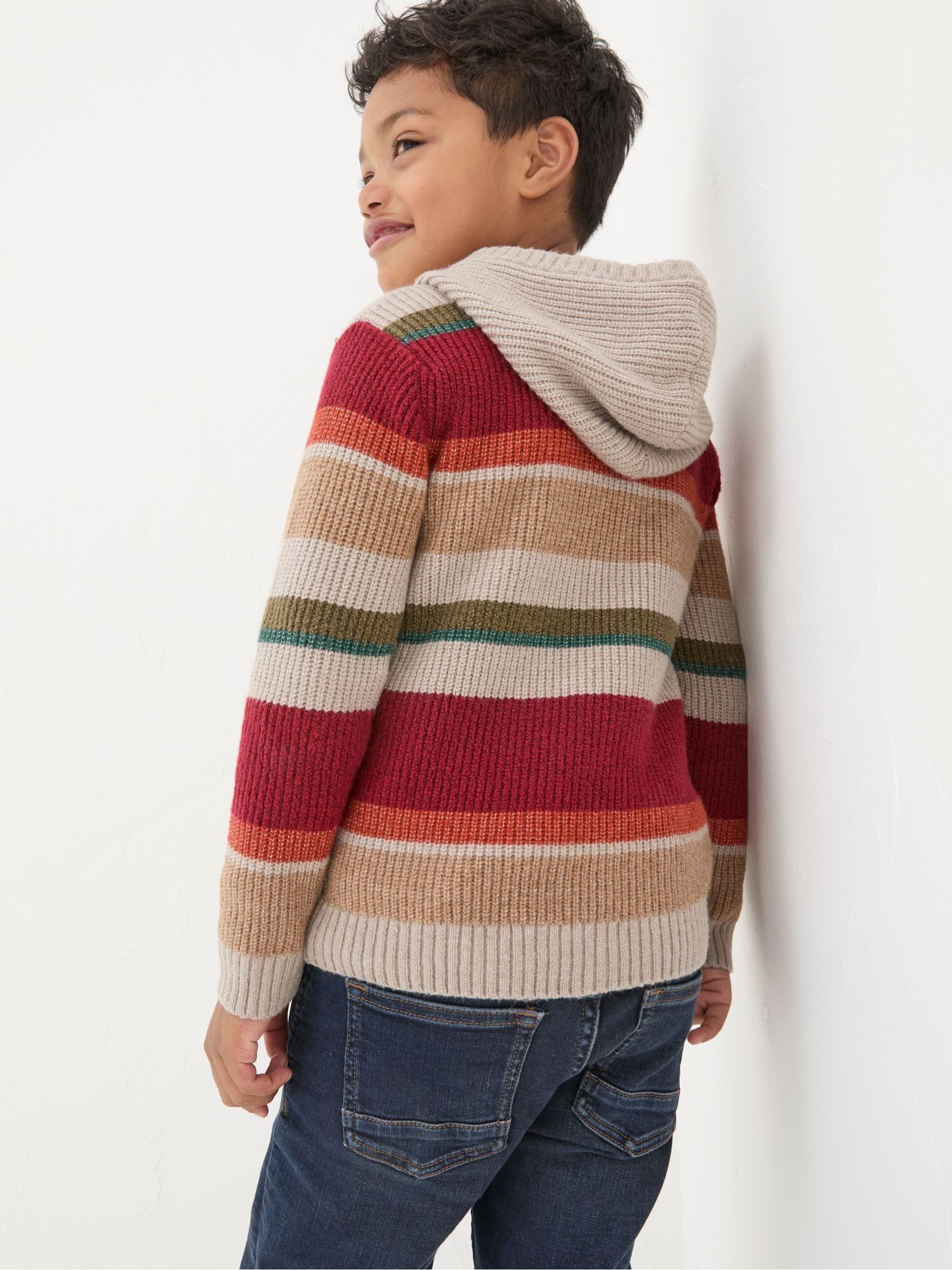 Oatmeal Cream Stripe Hooded Jumper - Image 3 of 6