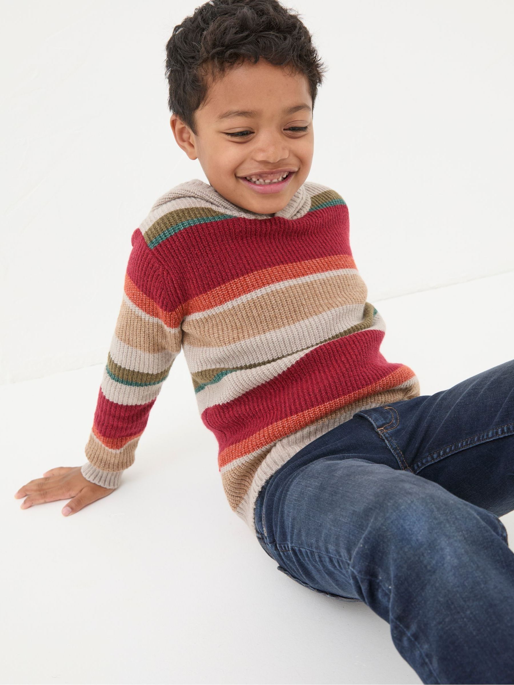 Oatmeal Cream Stripe Hooded Jumper - Image 4 of 6