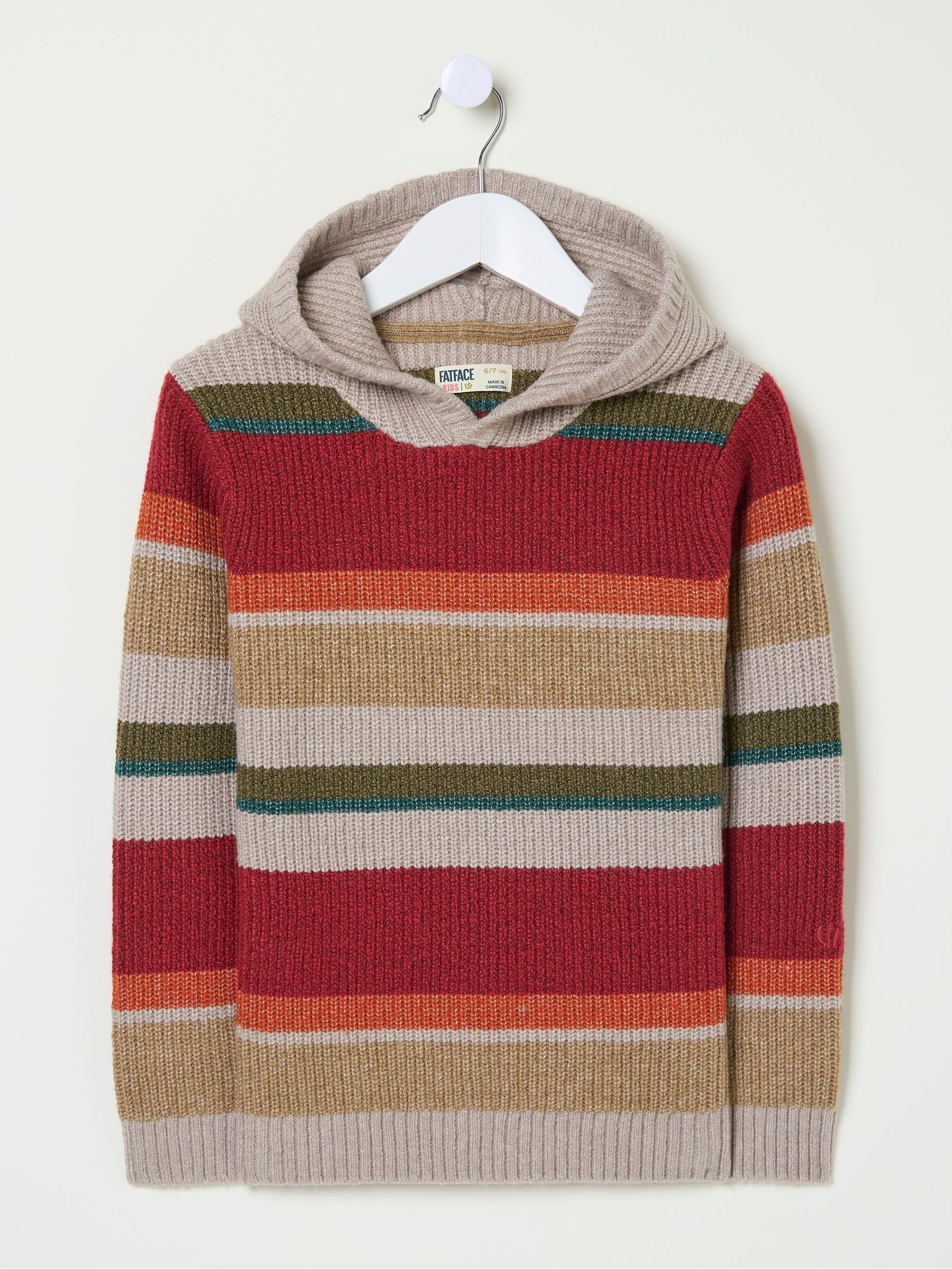 Oatmeal Cream Stripe Hooded Jumper - Image 6 of 6 Oatmeal Cream Stripe Hooded Jumper - Image 6 of 6