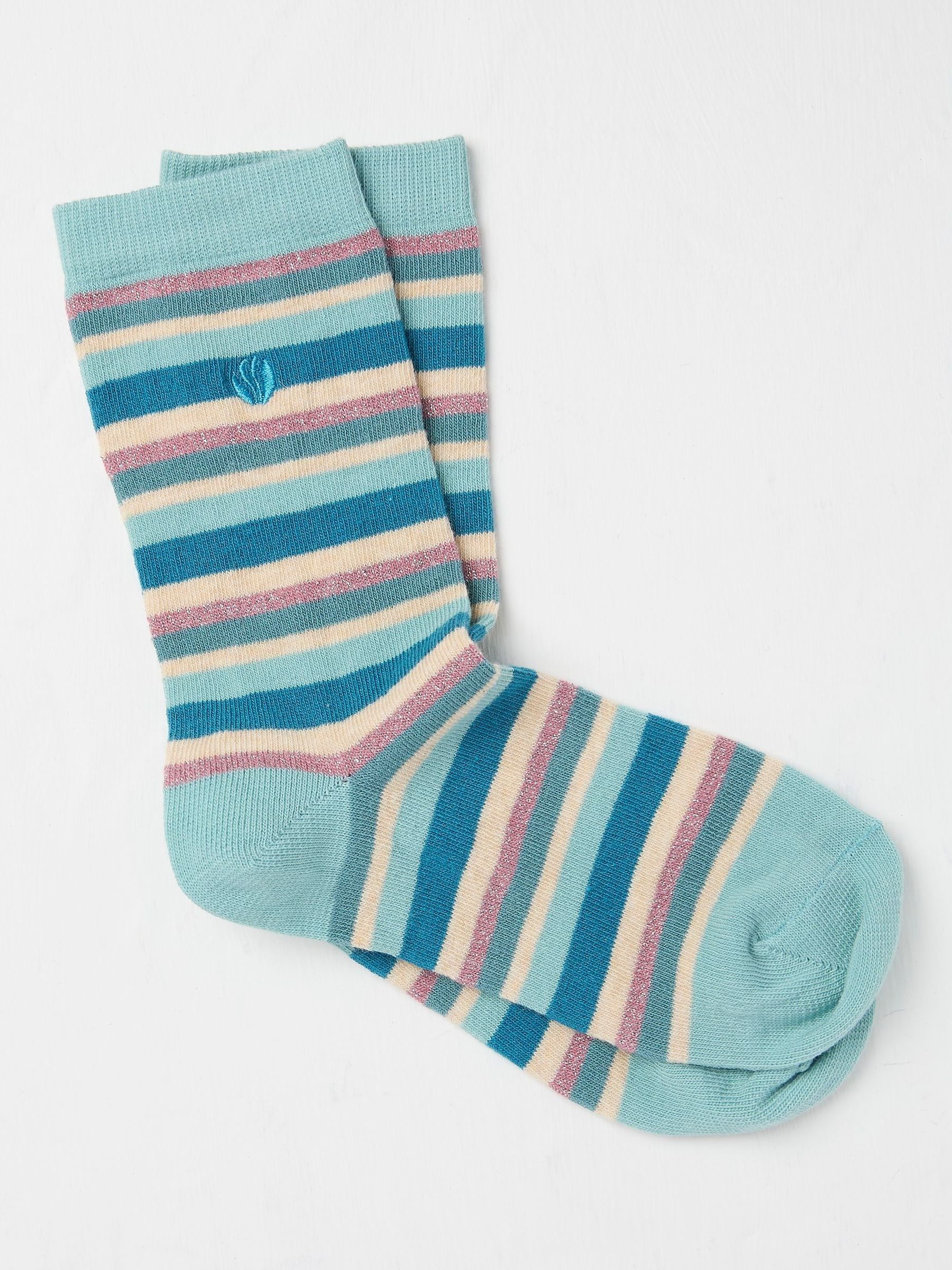 Blue Stripe Womens Socks 1 Pack (size 4-7) - Image 1 of 2