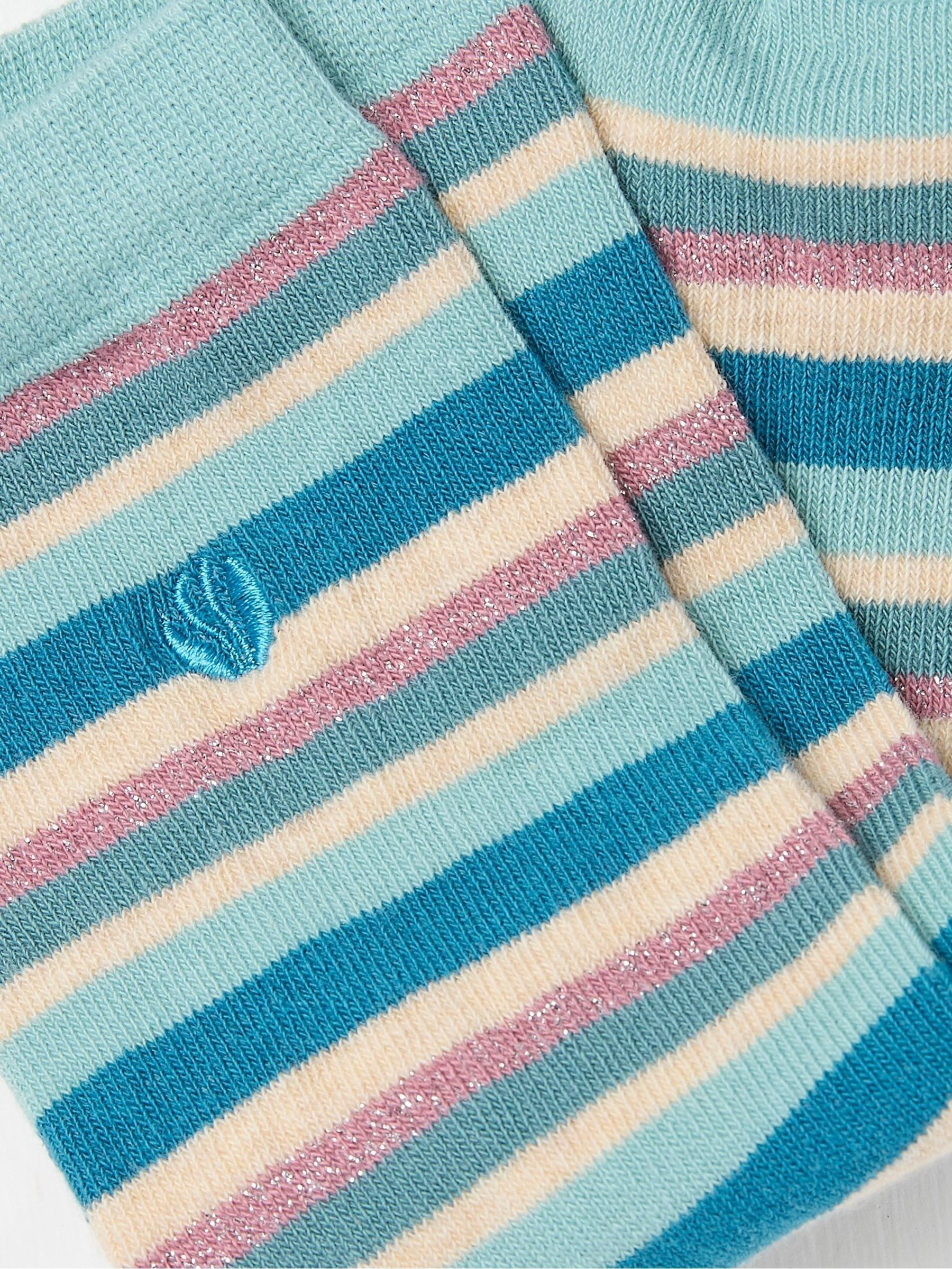 Blue Stripe Womens Socks 1 Pack (size 4-7) - Image 2 of 2 Blue Stripe Womens Socks 1 Pack (size 4-7) - Image 2 of 2