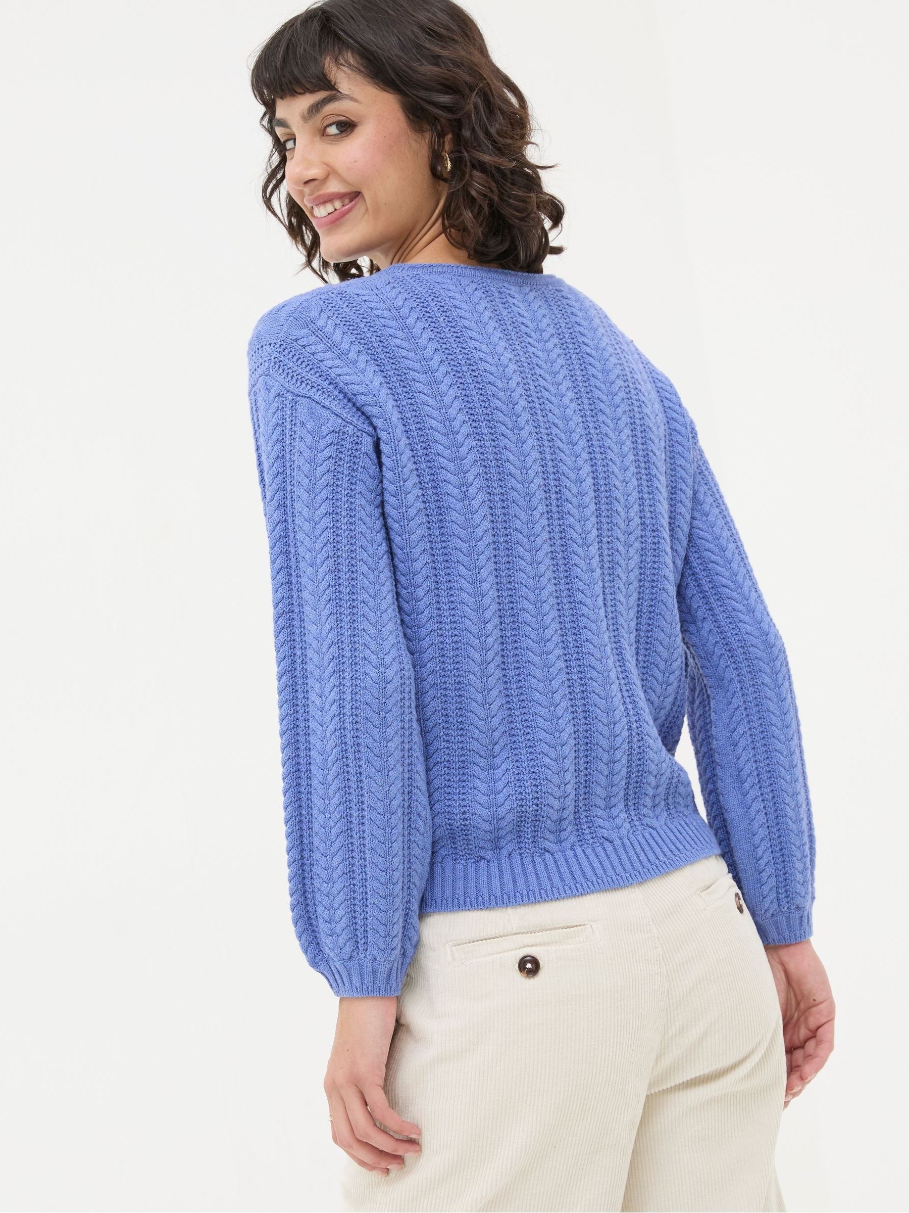 Anna Blue Cable Cotton Jumper - Image 2 of 5