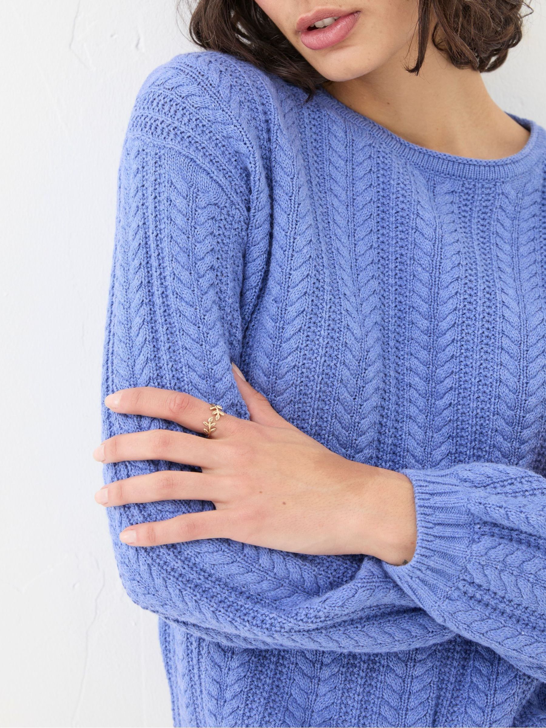 Anna Blue Cable Cotton Jumper - Image 4 of 5
