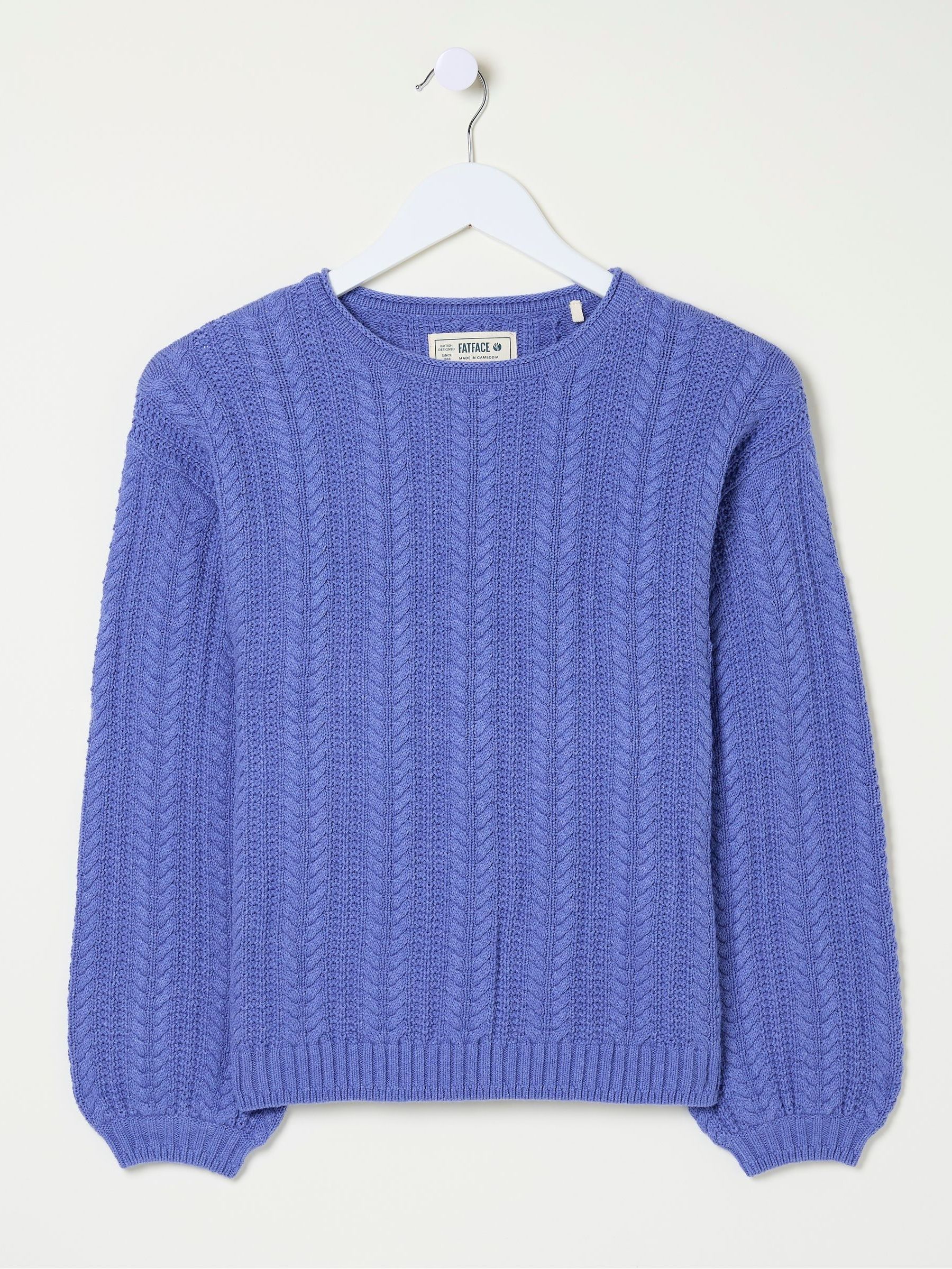 Anna Blue Cable Cotton Jumper - Image 5 of 5