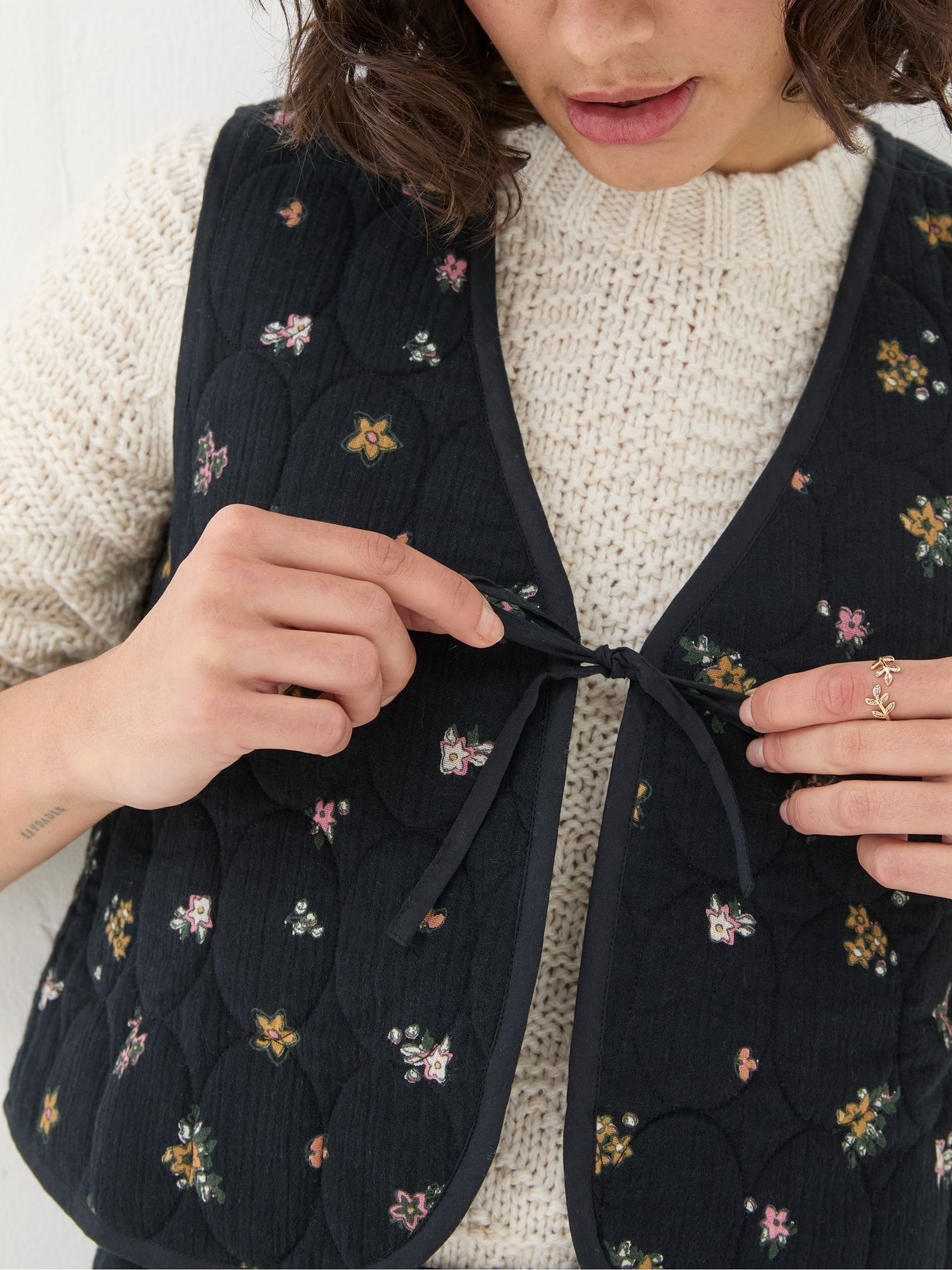 Quinn Black Ditsy Paisley Quilted Waistcoat - Image 6 of 7