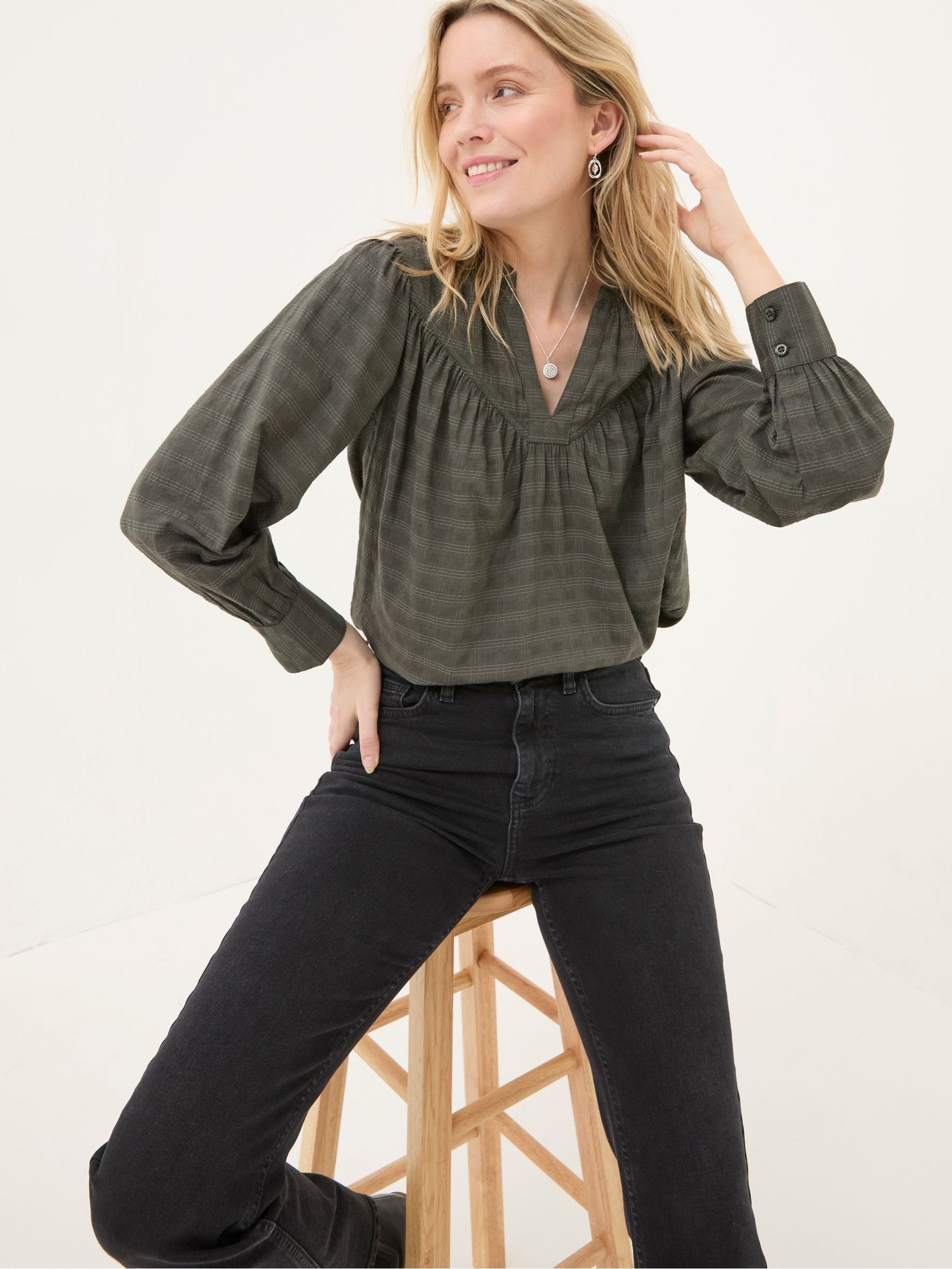 Mathilde Khaki Green Blouse - Image 3 of 5