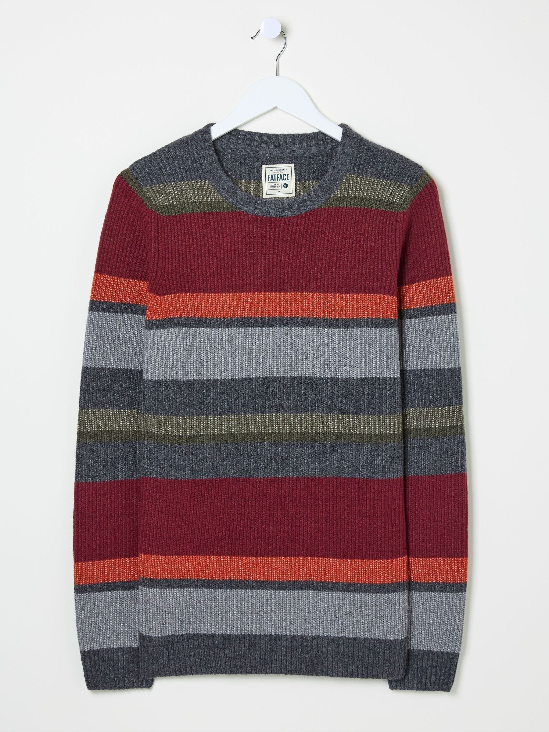 Hinton Charcoal Grey Chest Stripe Crew Neck Jumper - Image 4 of 4