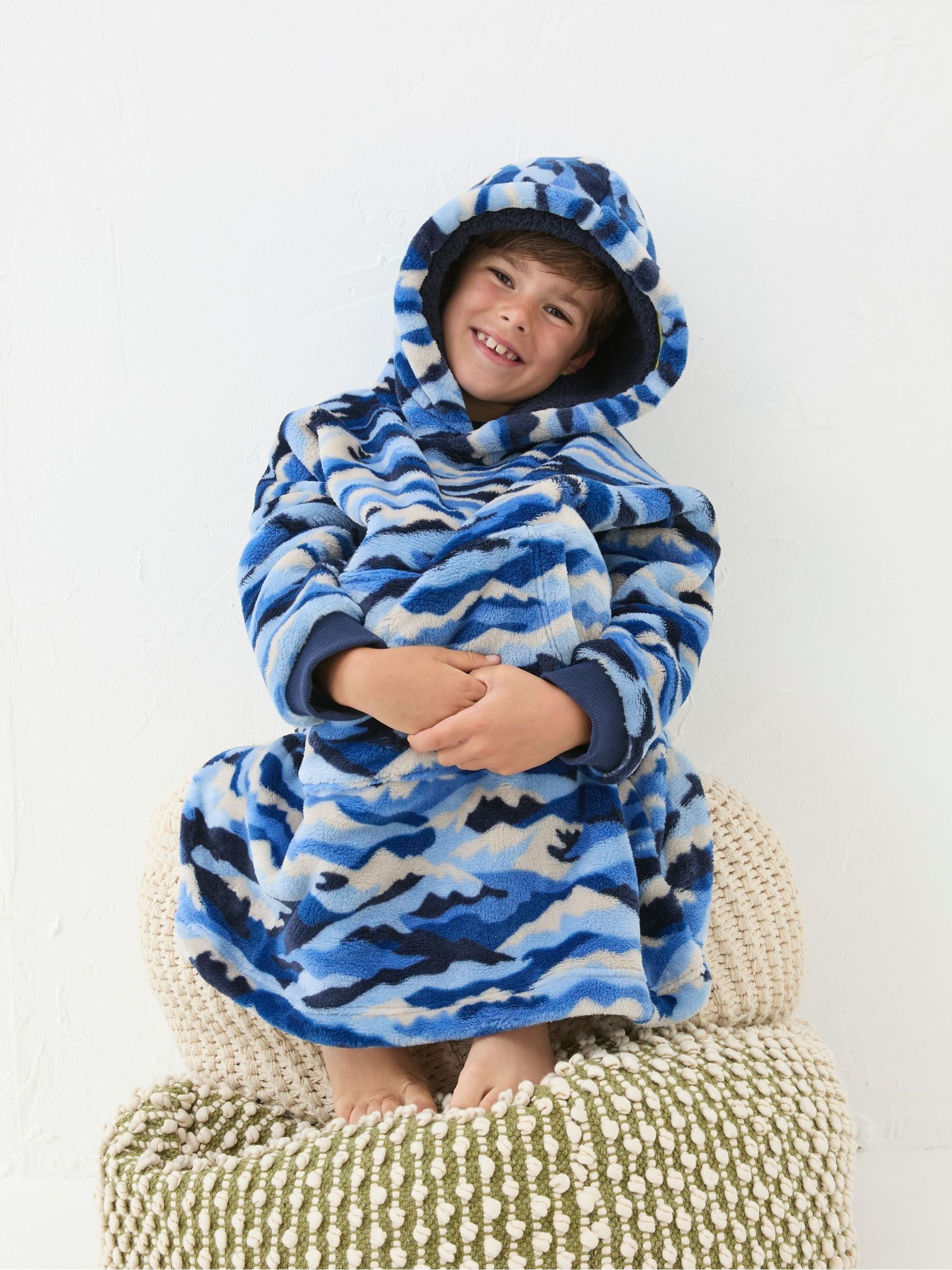 Camo Navy Blue Oversized Hoodie - Image 3 of 7