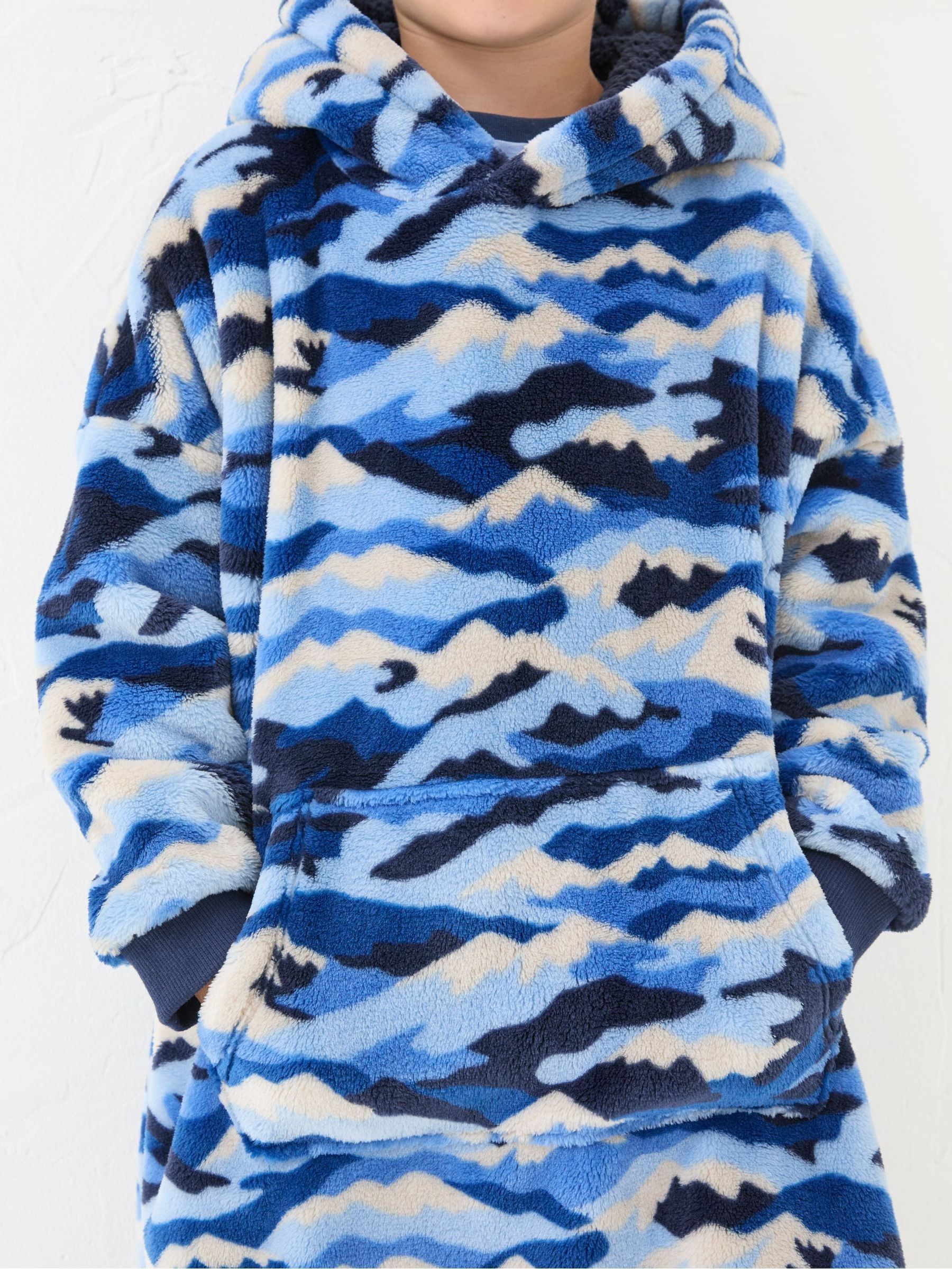 Camo Navy Blue Oversized Hoodie - Image 4 of 7