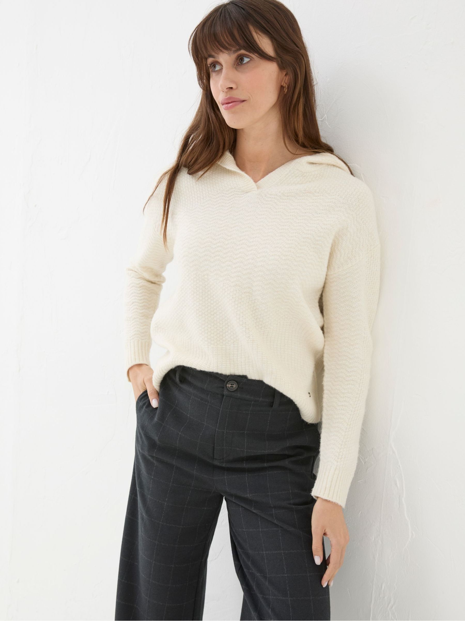 Cream Textured Hoodie - Image 1 of 5