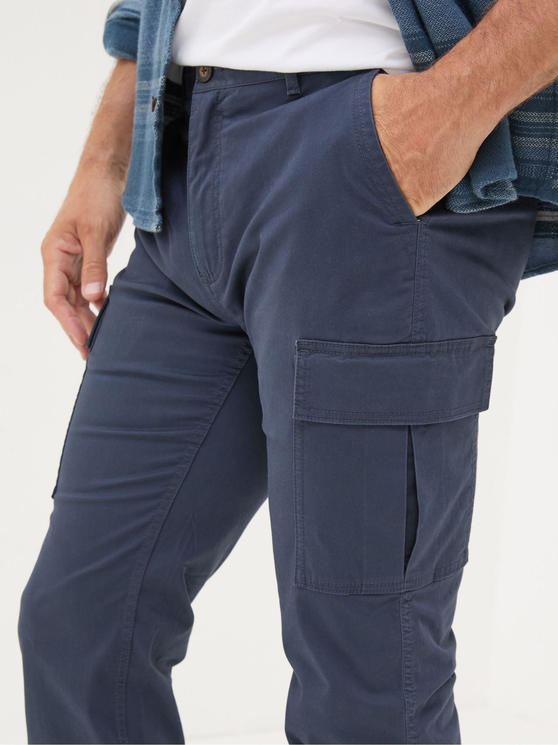 Mawes Blue Navy Cargo Trousers - Image 4 of 5