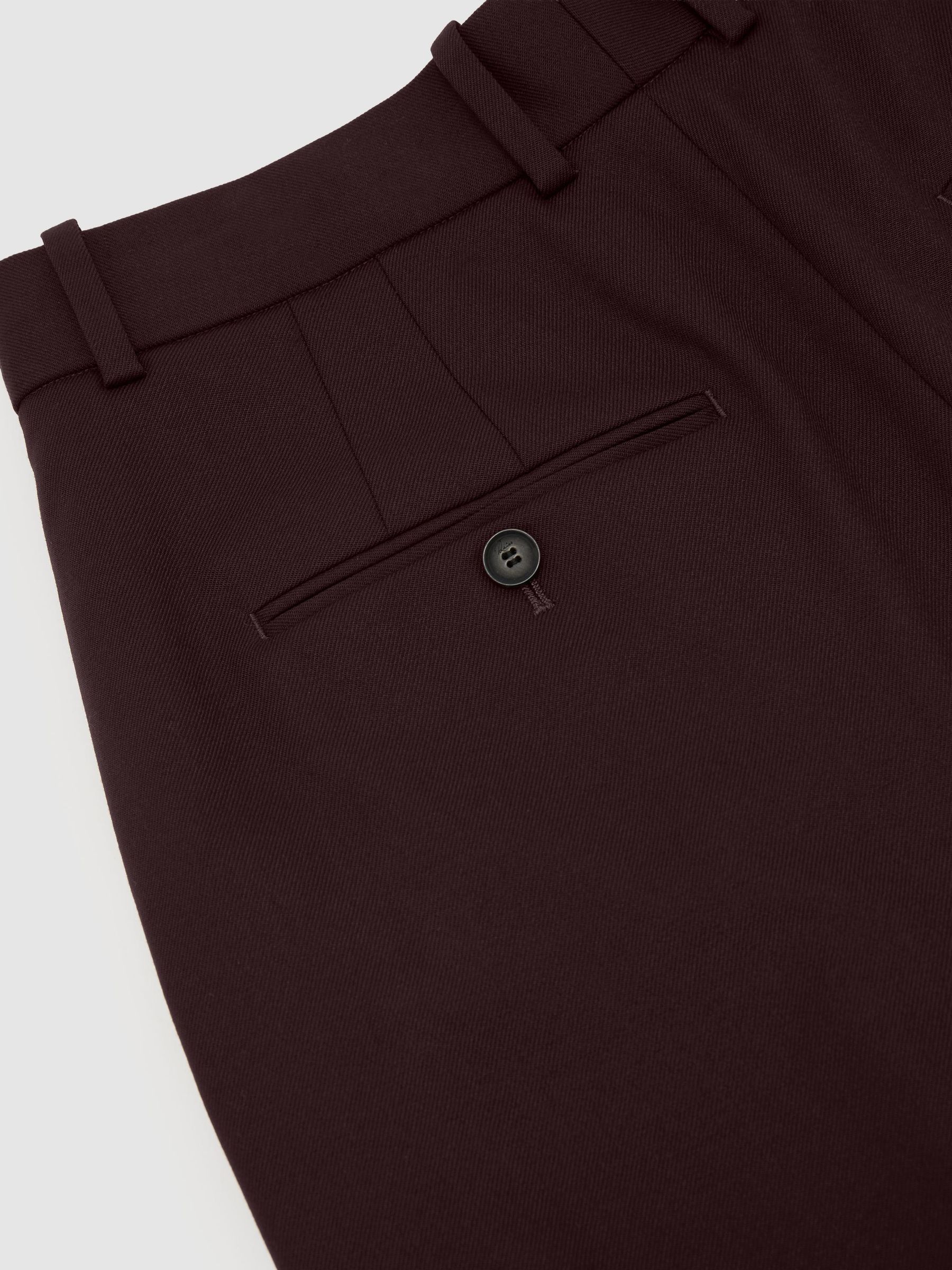 Tall Wool-Blend Wide-Leg Pleated Suit Trousers in Dark Aubergine - Image 10 of 11