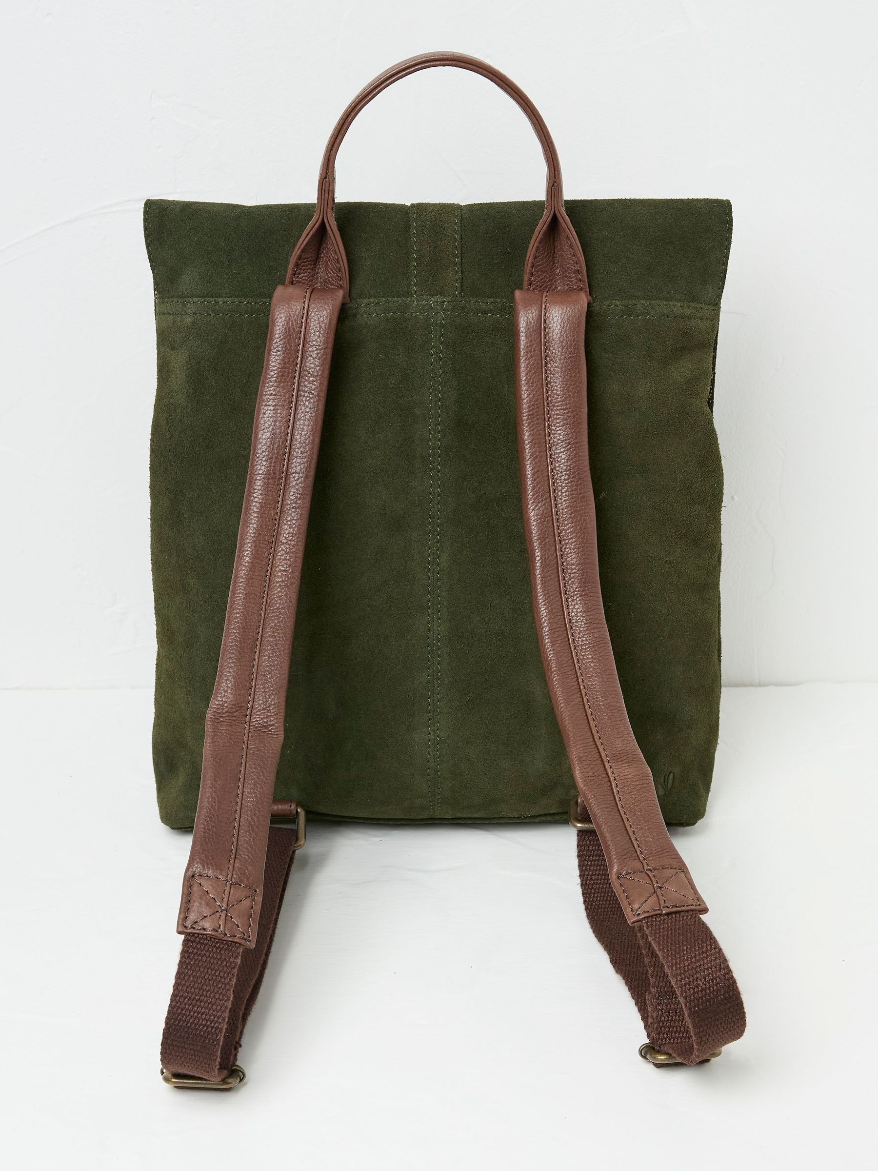 Rue Green Suede Rucksack - Image 2 of 2
