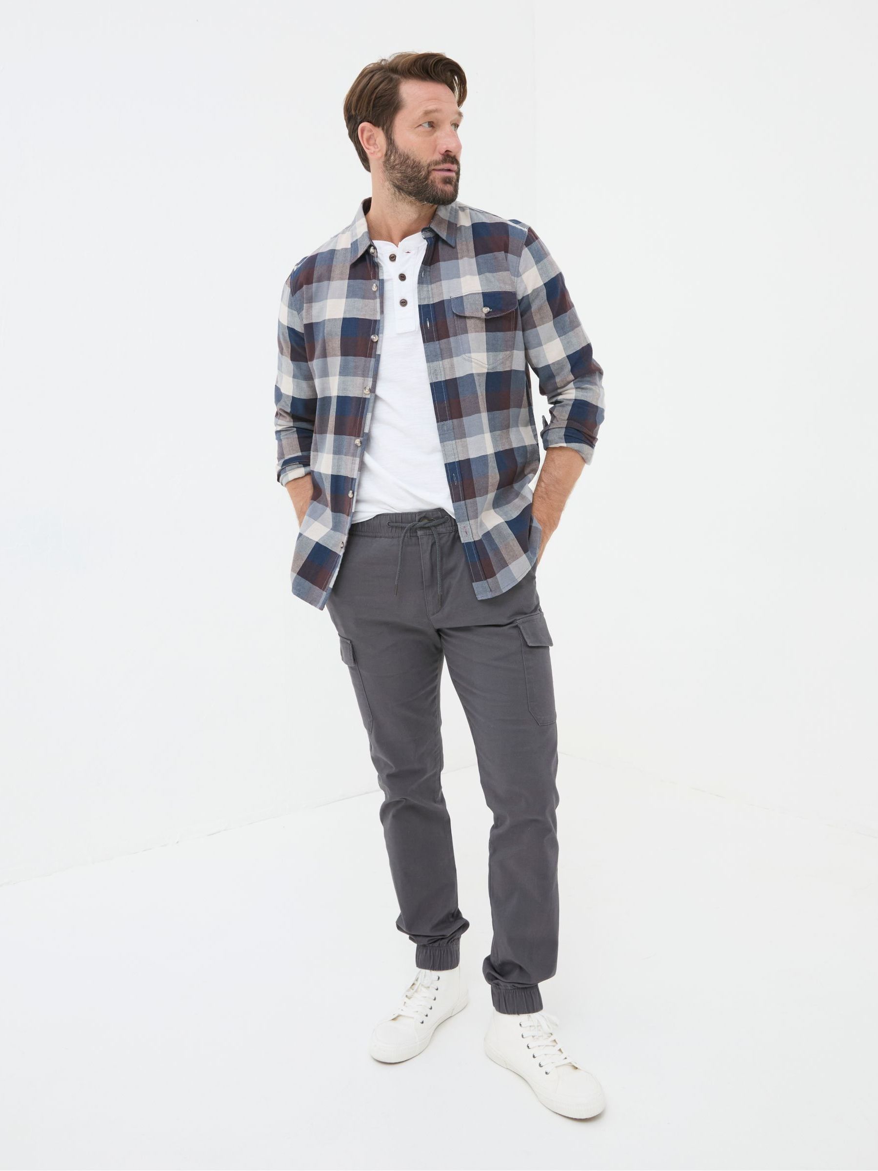 Kent Grey Cuffed Cargo Trousers - Image 1 of 6