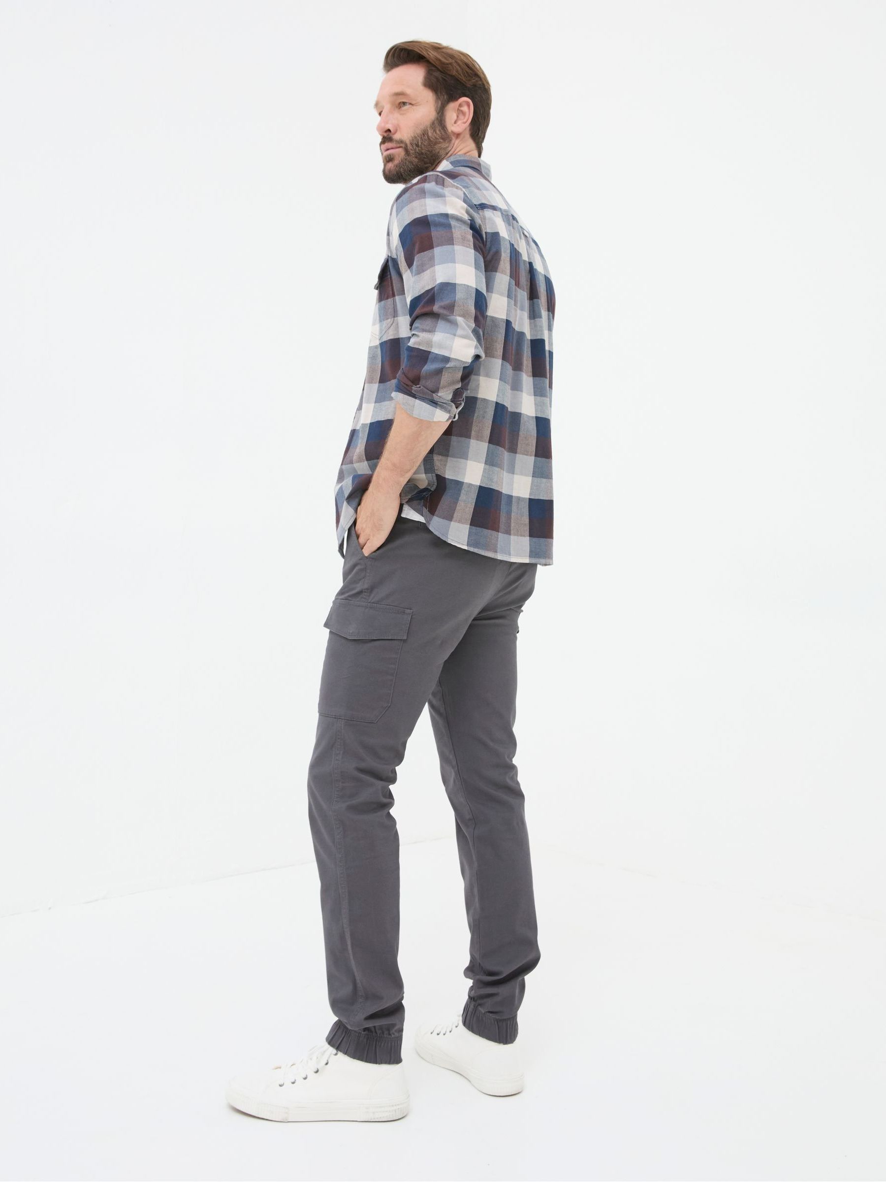 Kent Grey Cuffed Cargo Trousers - Image 2 of 6